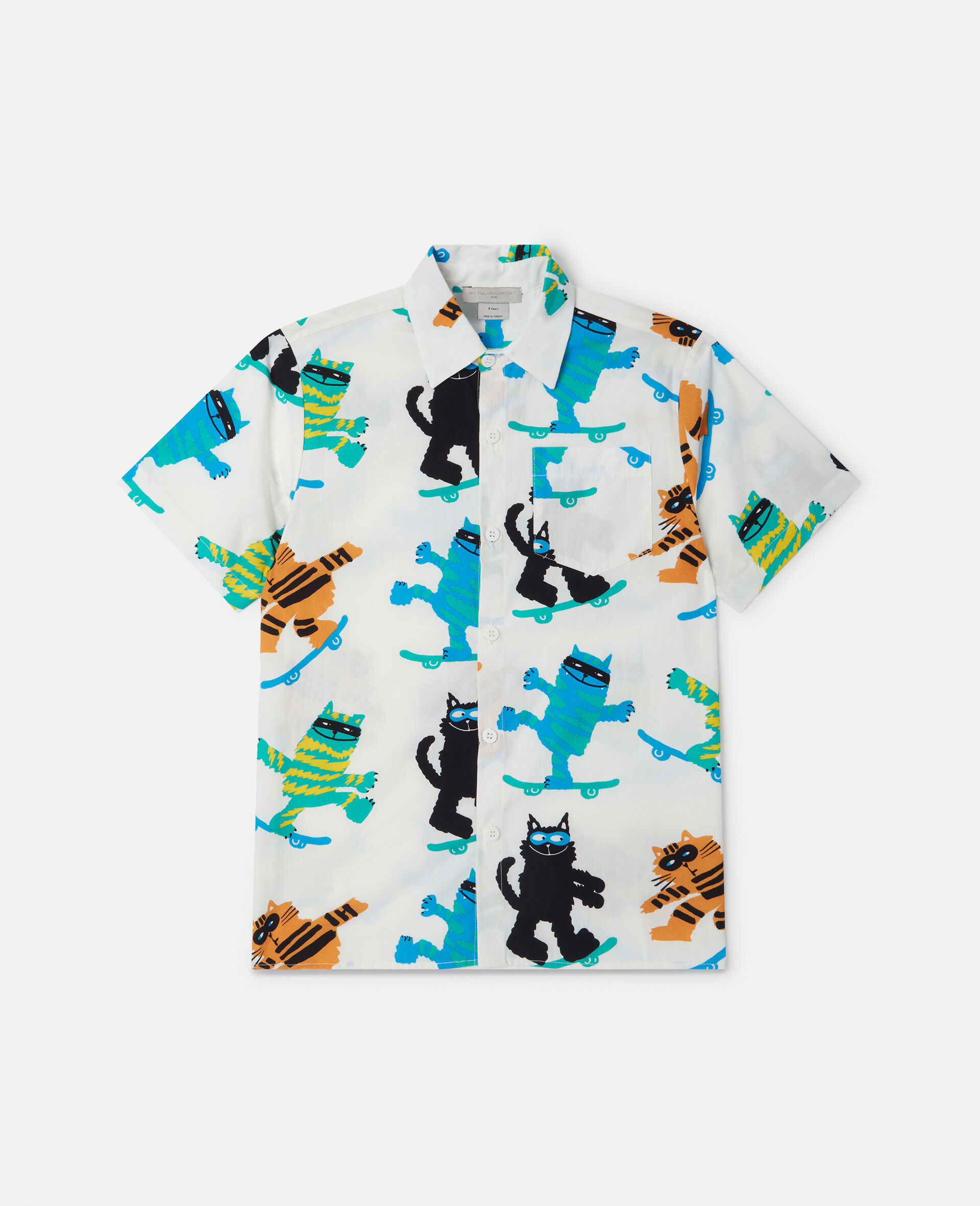 Cats Print Short Sleeve Short-Cream-large image number 0