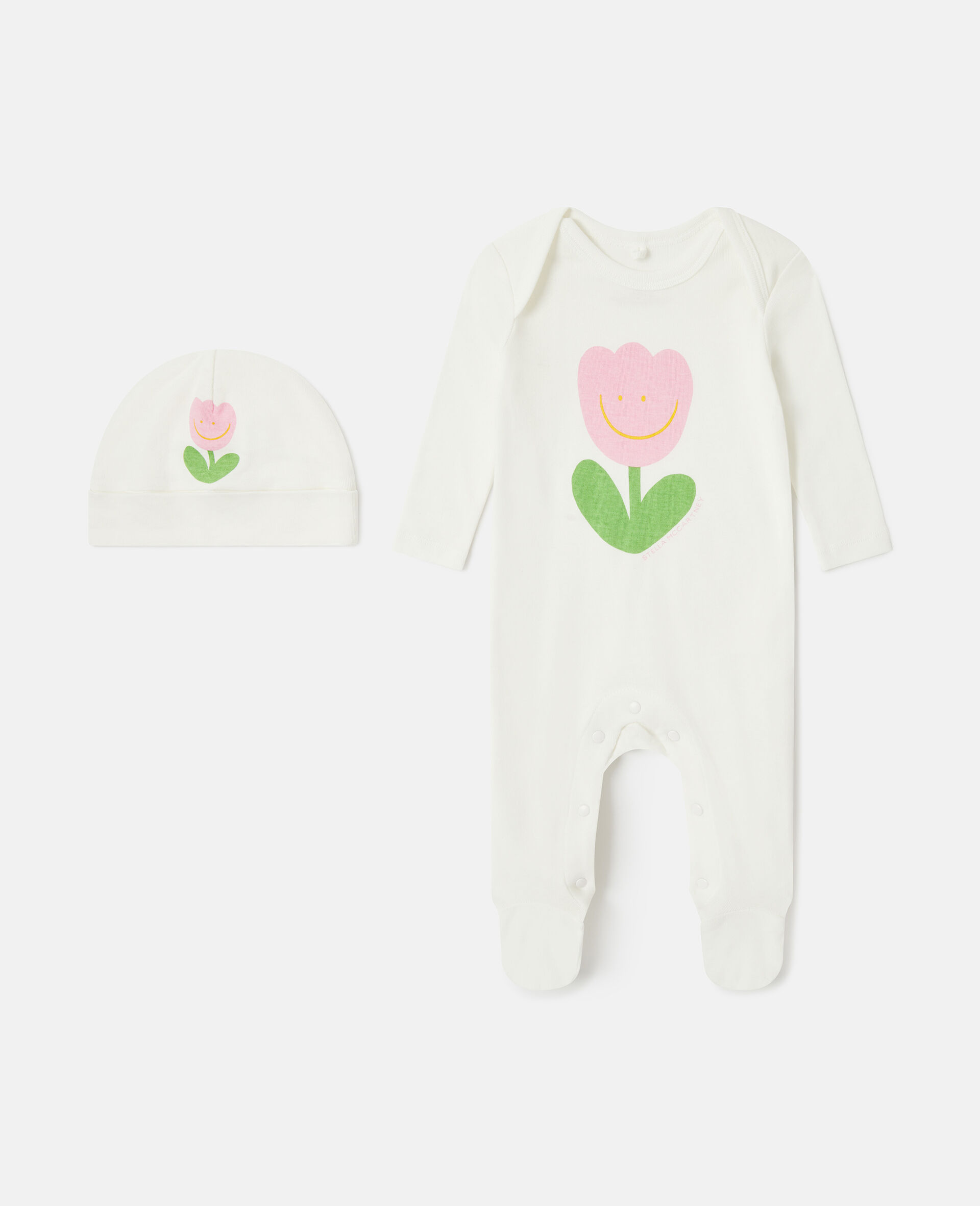Floral Graphic Hat And Romper Set-White-large image number 2