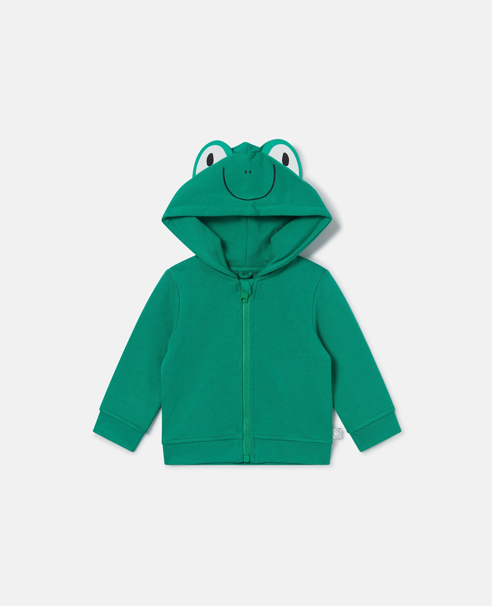 Frog Graphic Zipper Hoodie-Green-medium