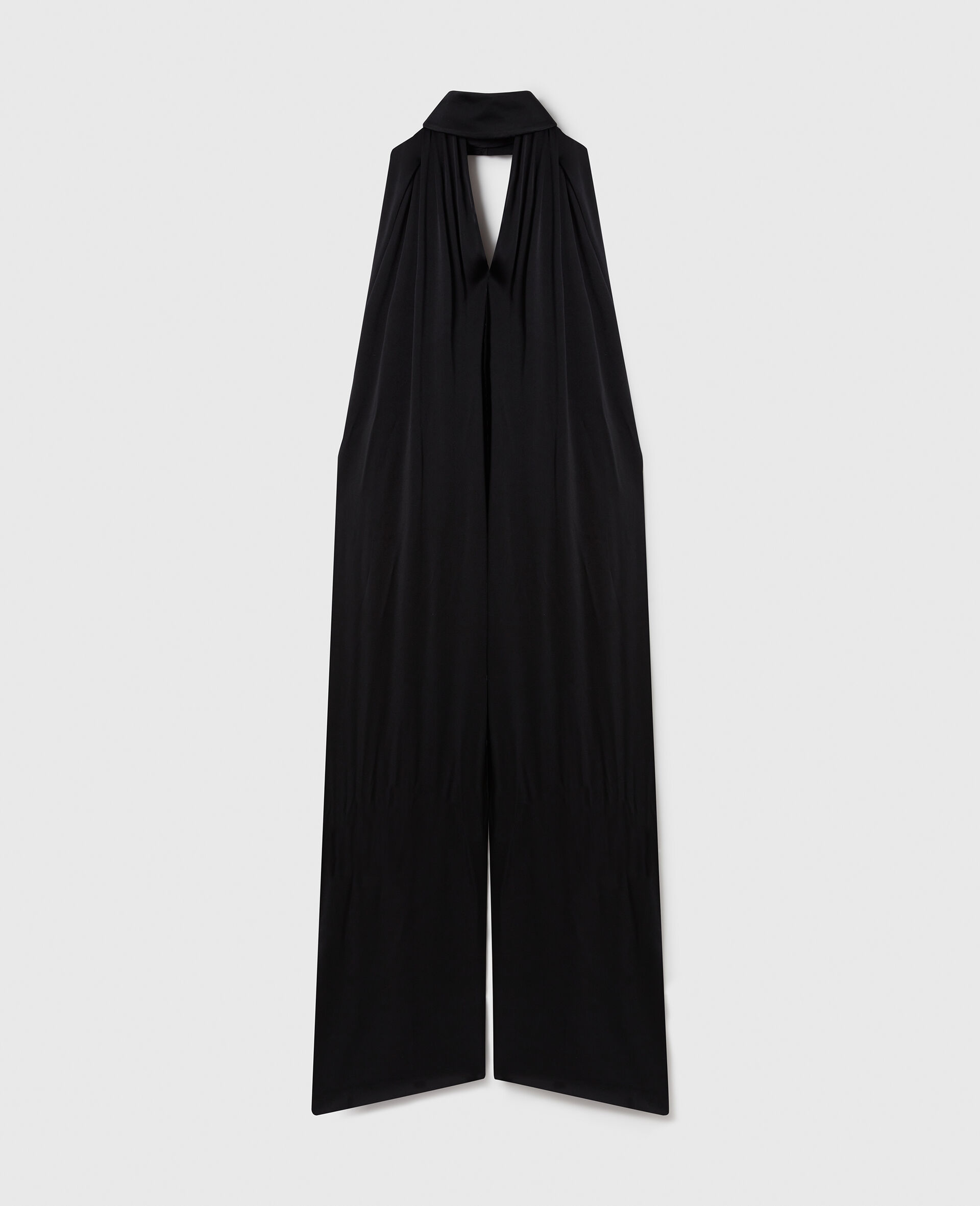 Halterneck Panel Jumpsuit-Black-medium