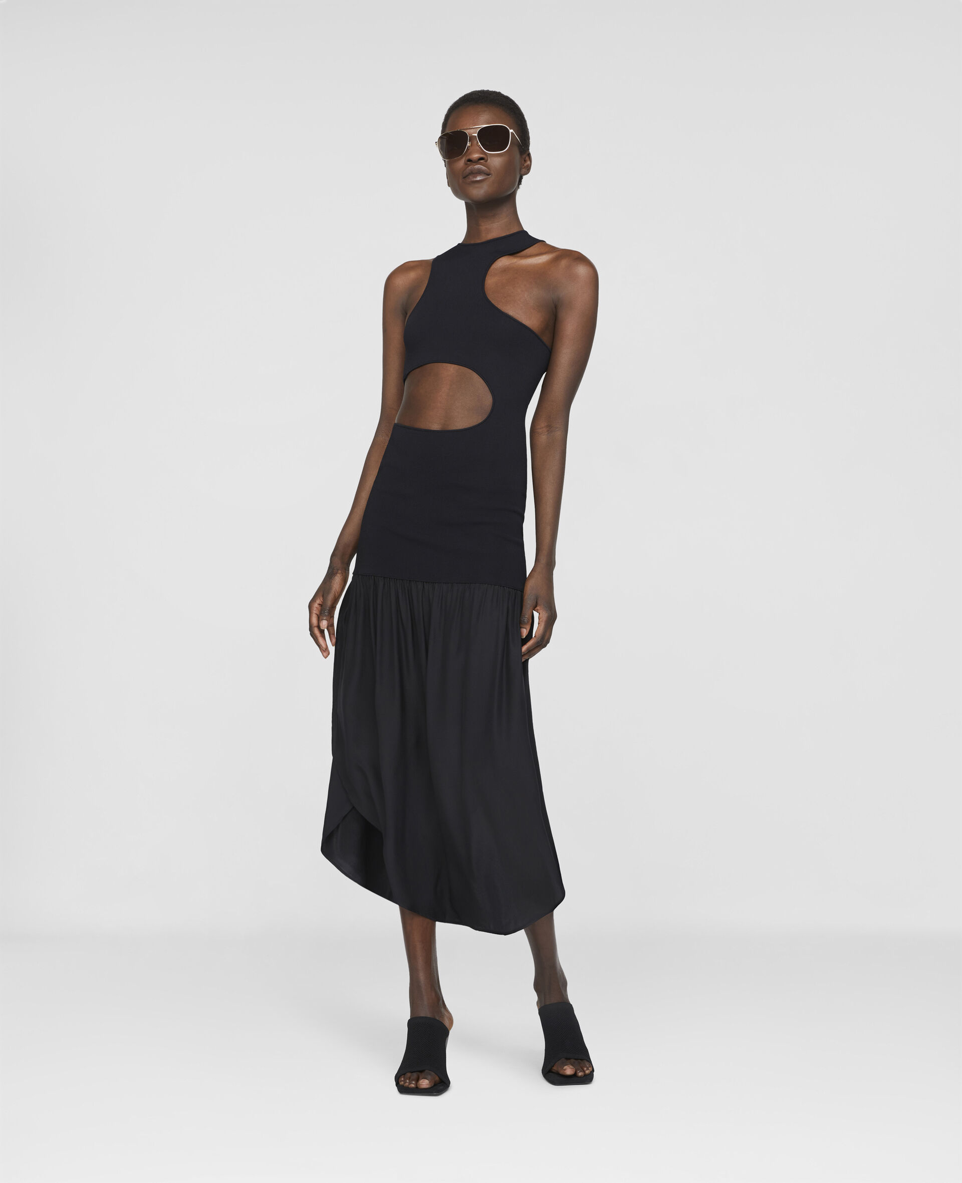 Silk Cut‐Out Maxi Dress-Black-large image number 1