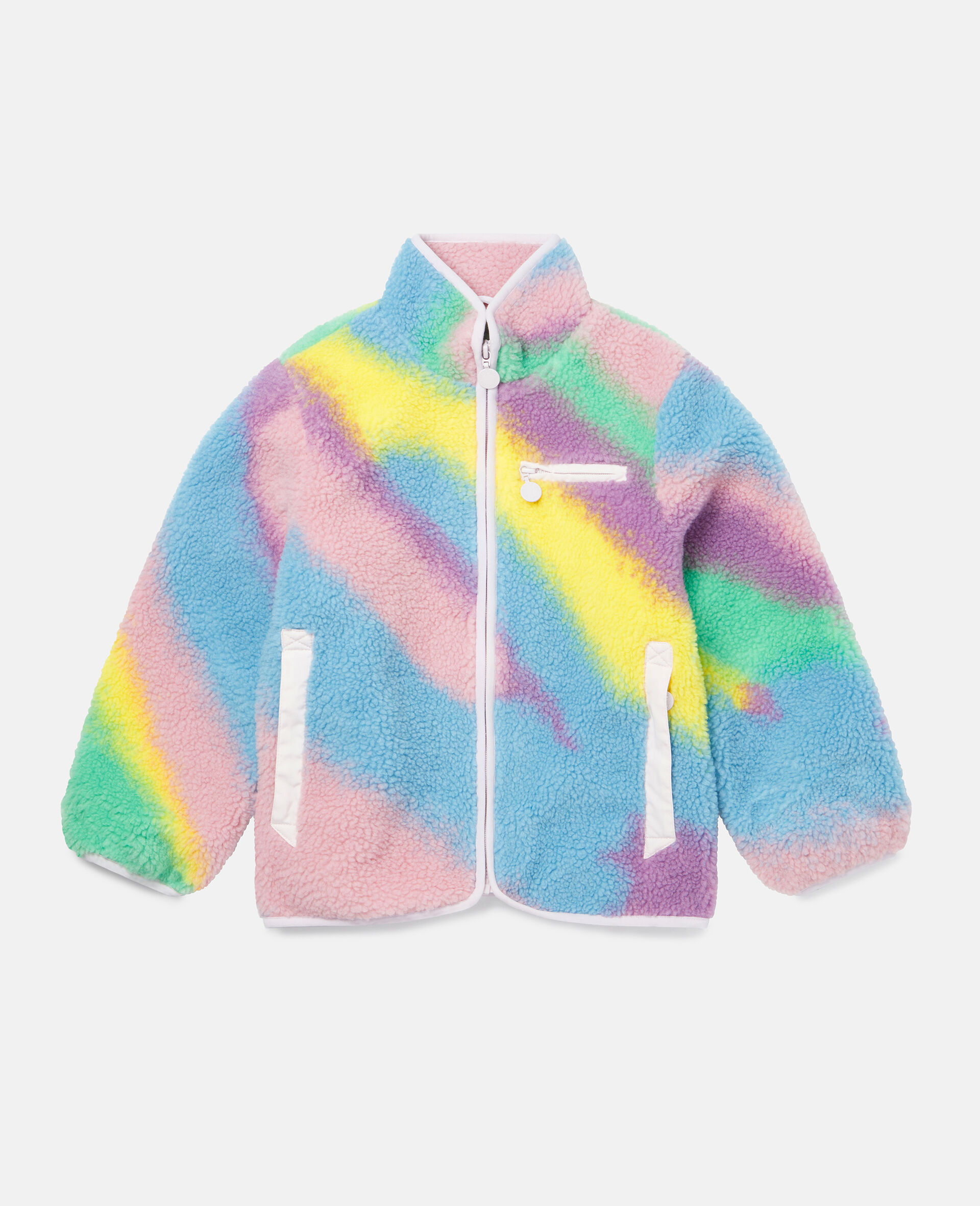 Spray Print Teddy Fleece Jacket-Multicoloured-large