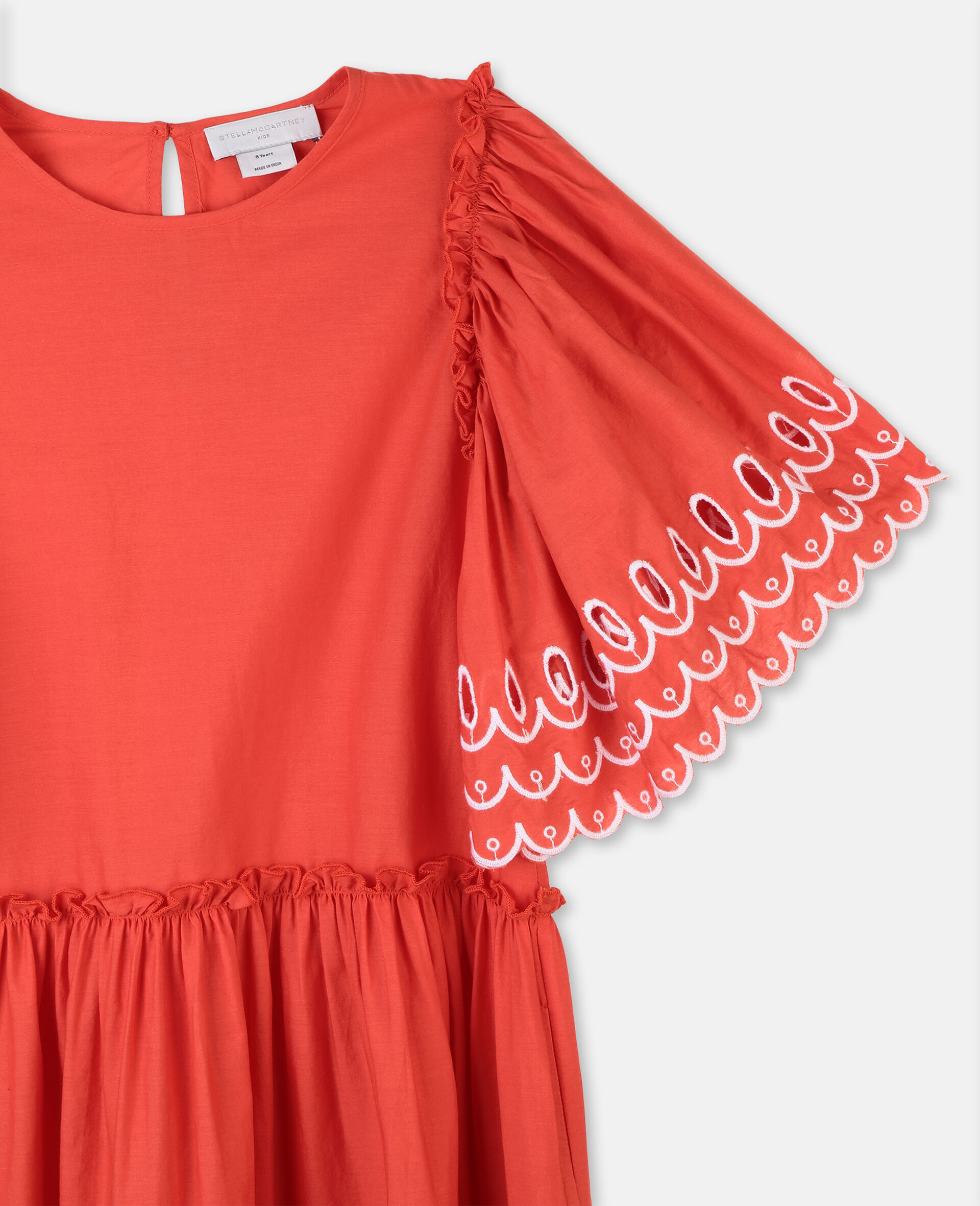 Scalloped Cotton Dress-Red-large image number 1