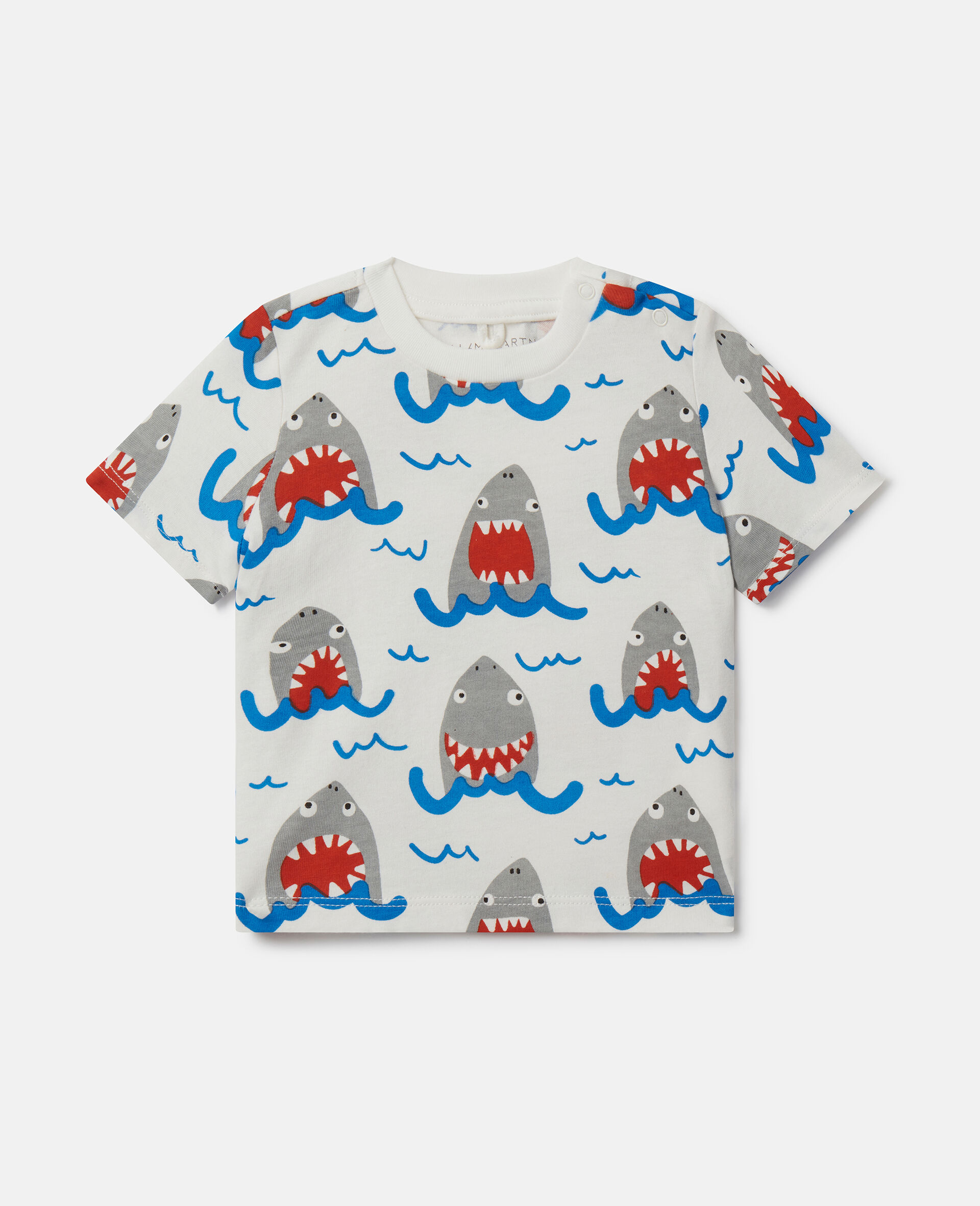 Shark Print T-Shirt-Cream-large image number 0