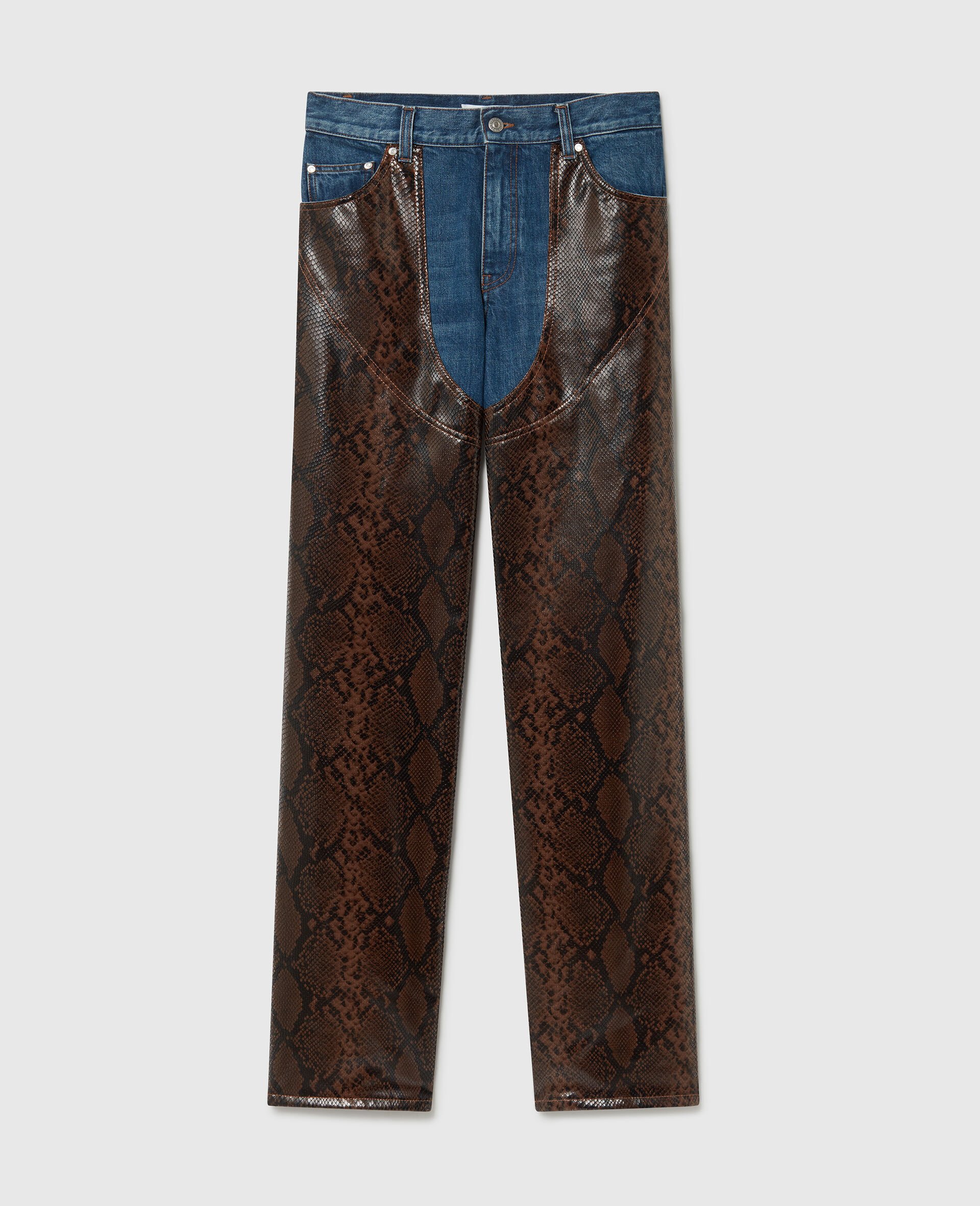 Snake Panel Chaps Denim Jeans-Blue-medium