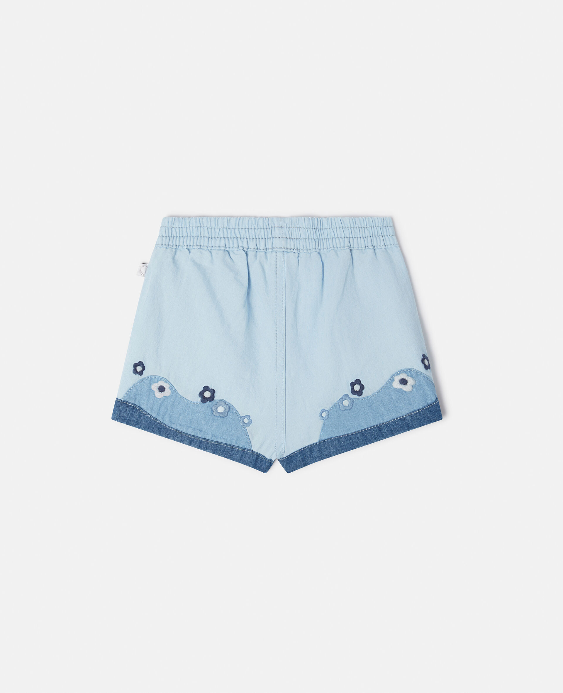Landscape Patchwork Chambray Shorts-Blue-large image number 2