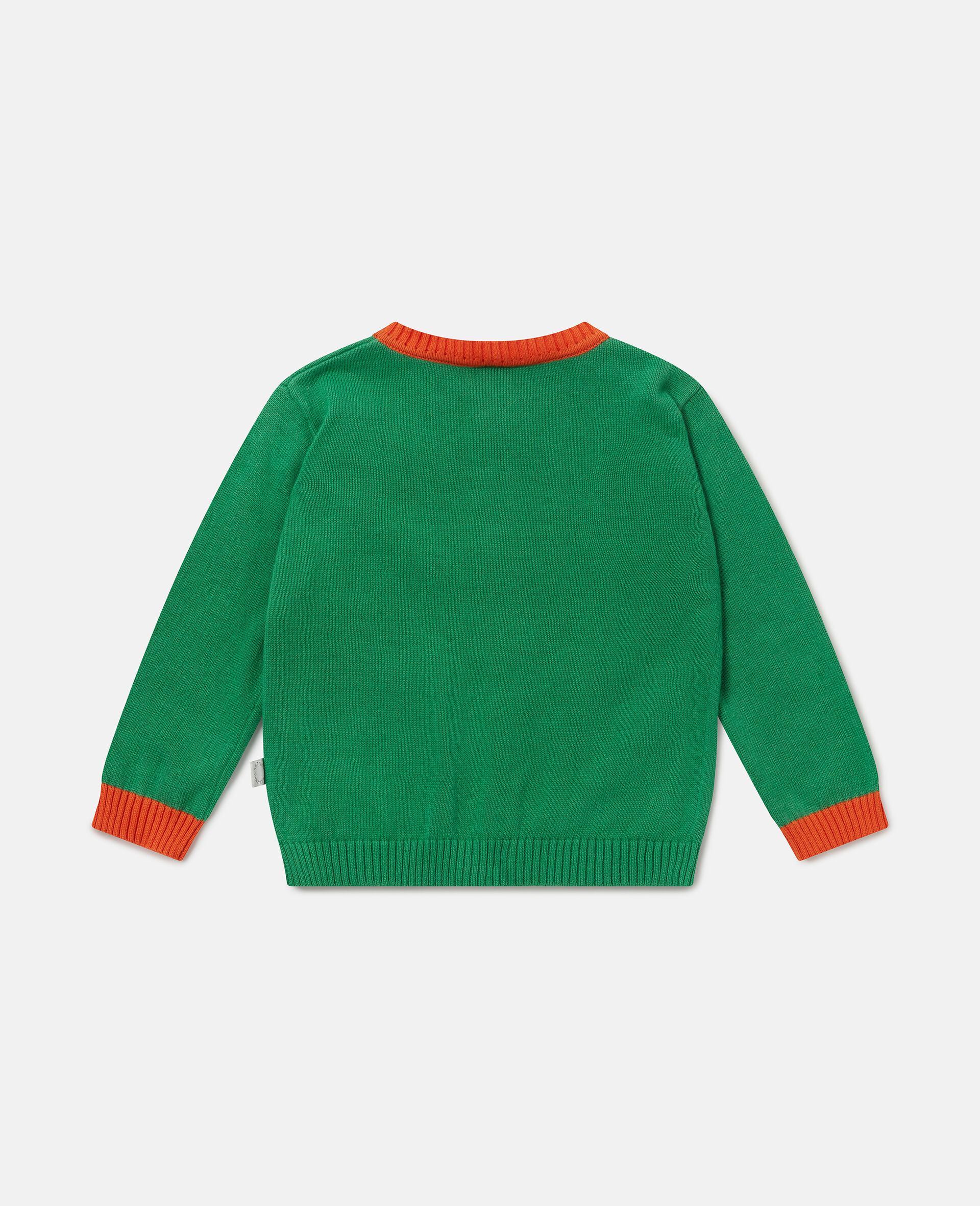 Sports Motif Knitted Cardigan-Green-large image number 2