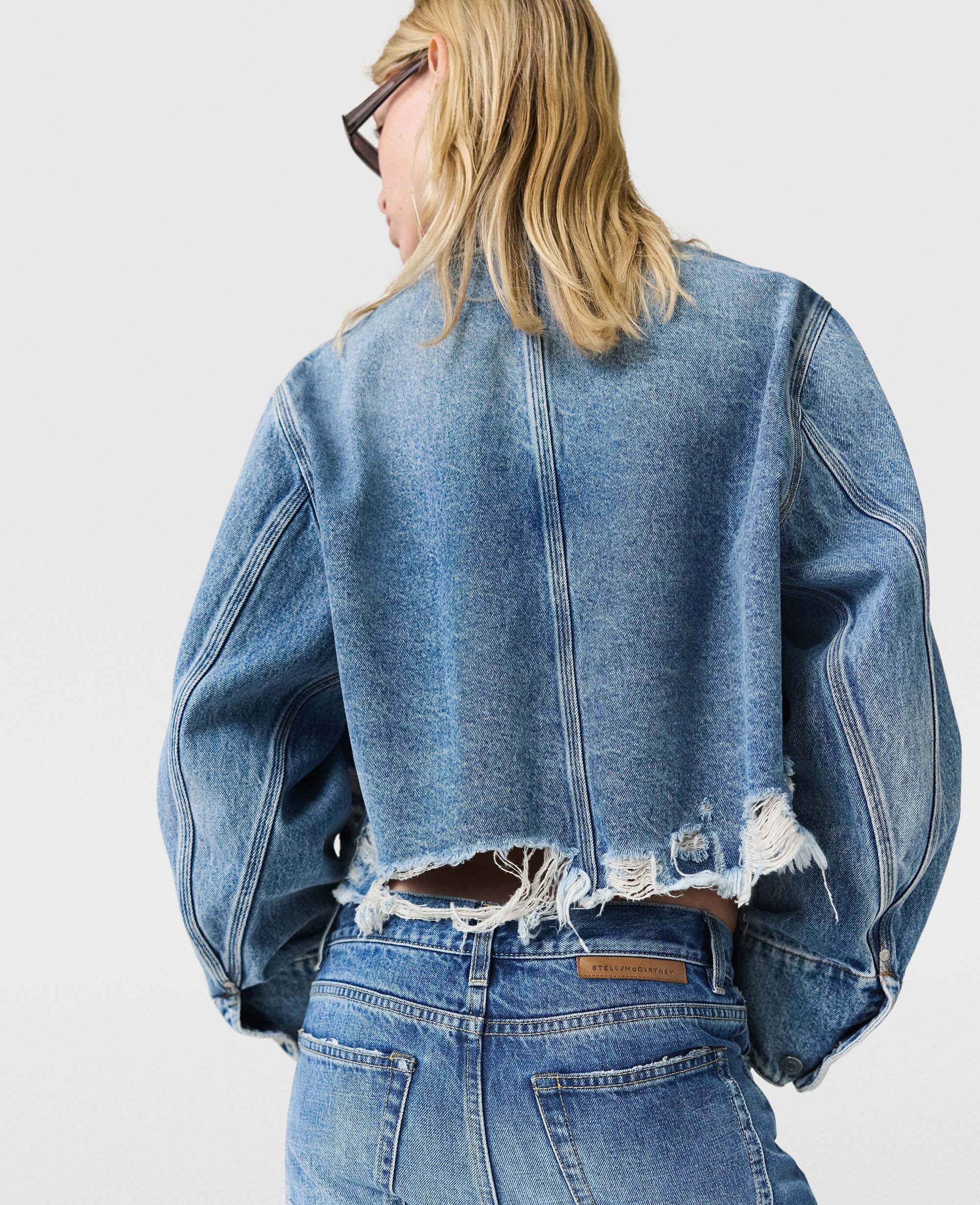 Women Blue Falabella Pocket Denim Jacket | Stella McCartney US