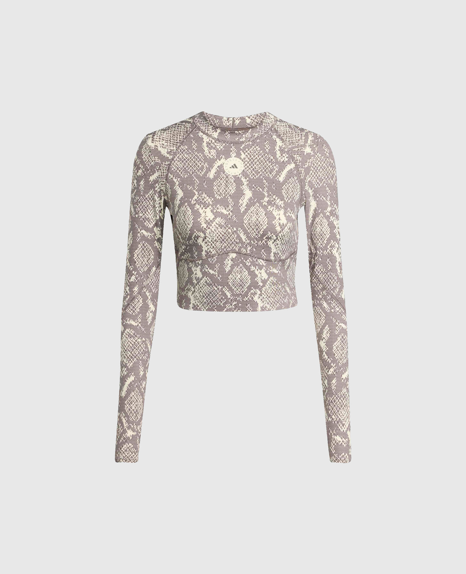 TruePurpose Training Snake Print Long-Sleeve Cropped Top-Beige-large image number 0