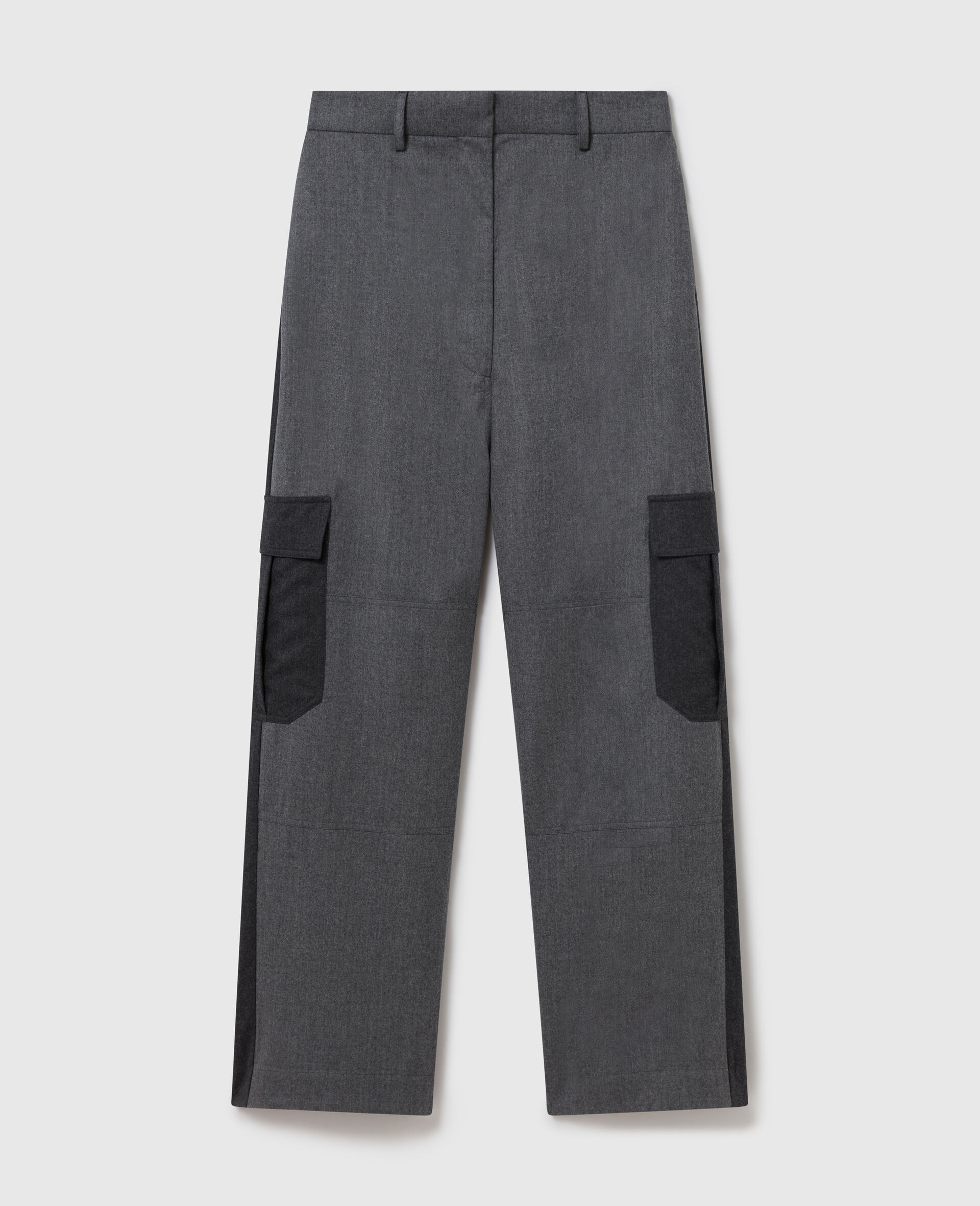 Panelled Slouchy Cargo Trousers-Grey-medium