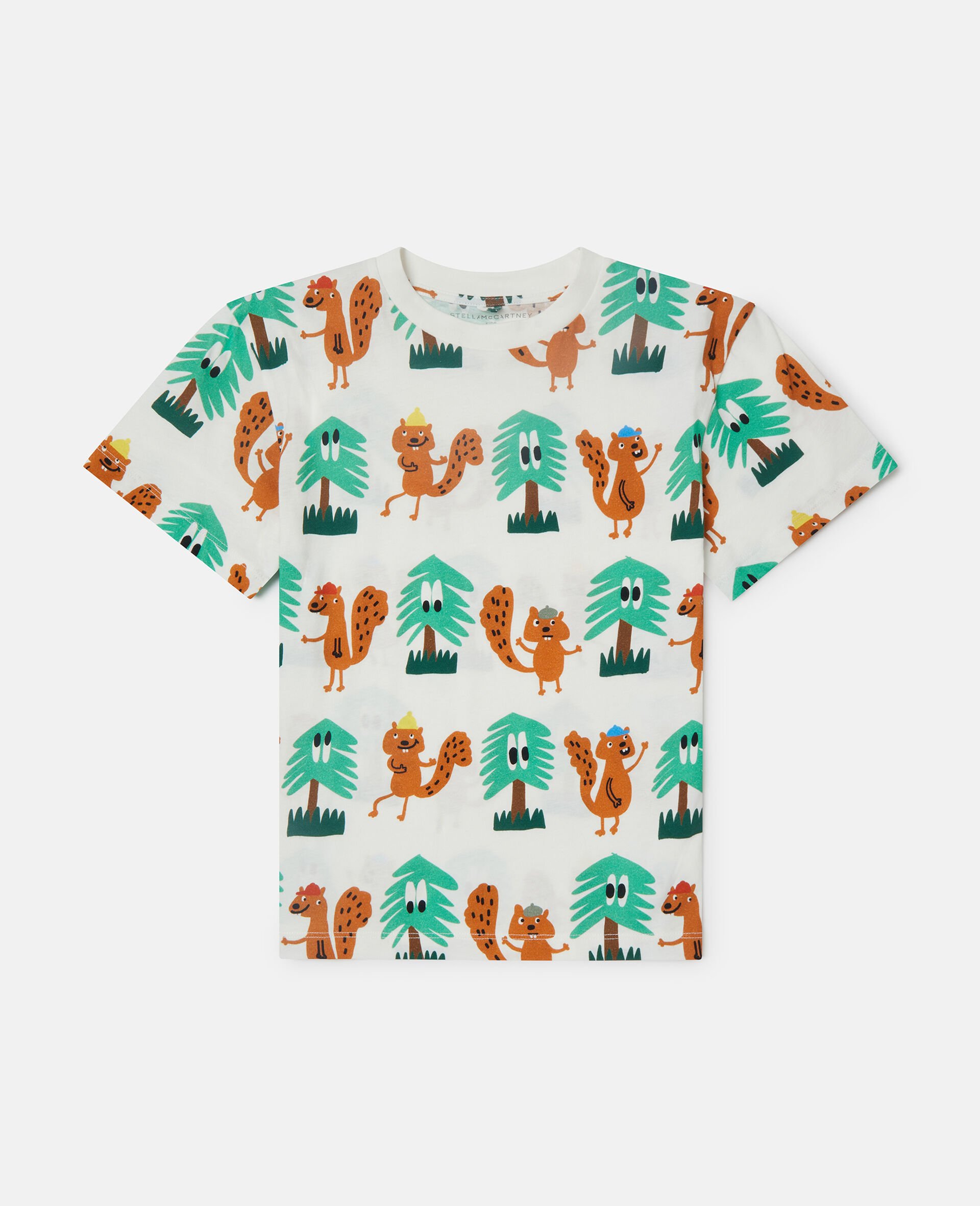 Squirrel Print T-Shirt-White-large image number 0