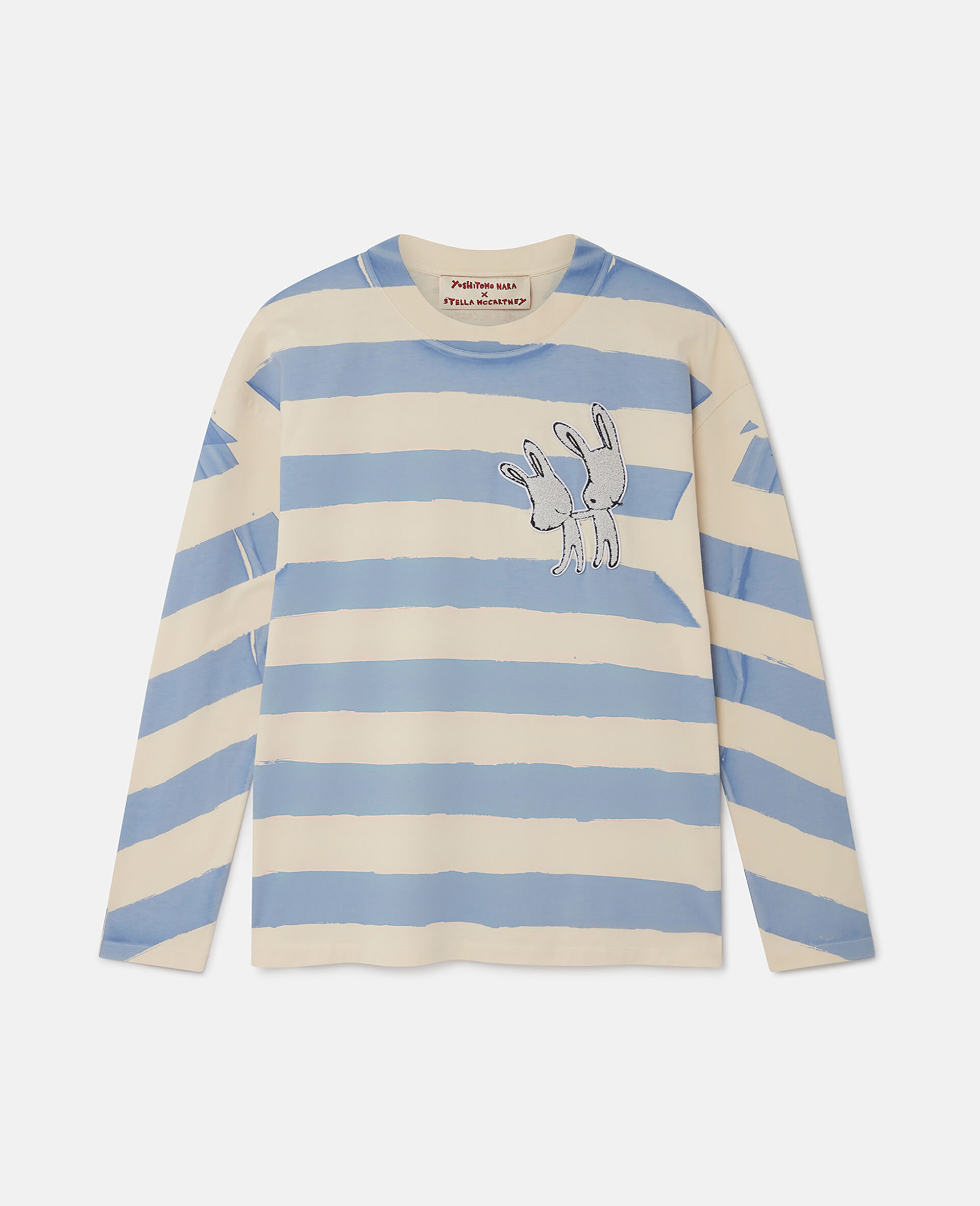 Bunny Embroidery Breton T-Shirt-White-large image number 0