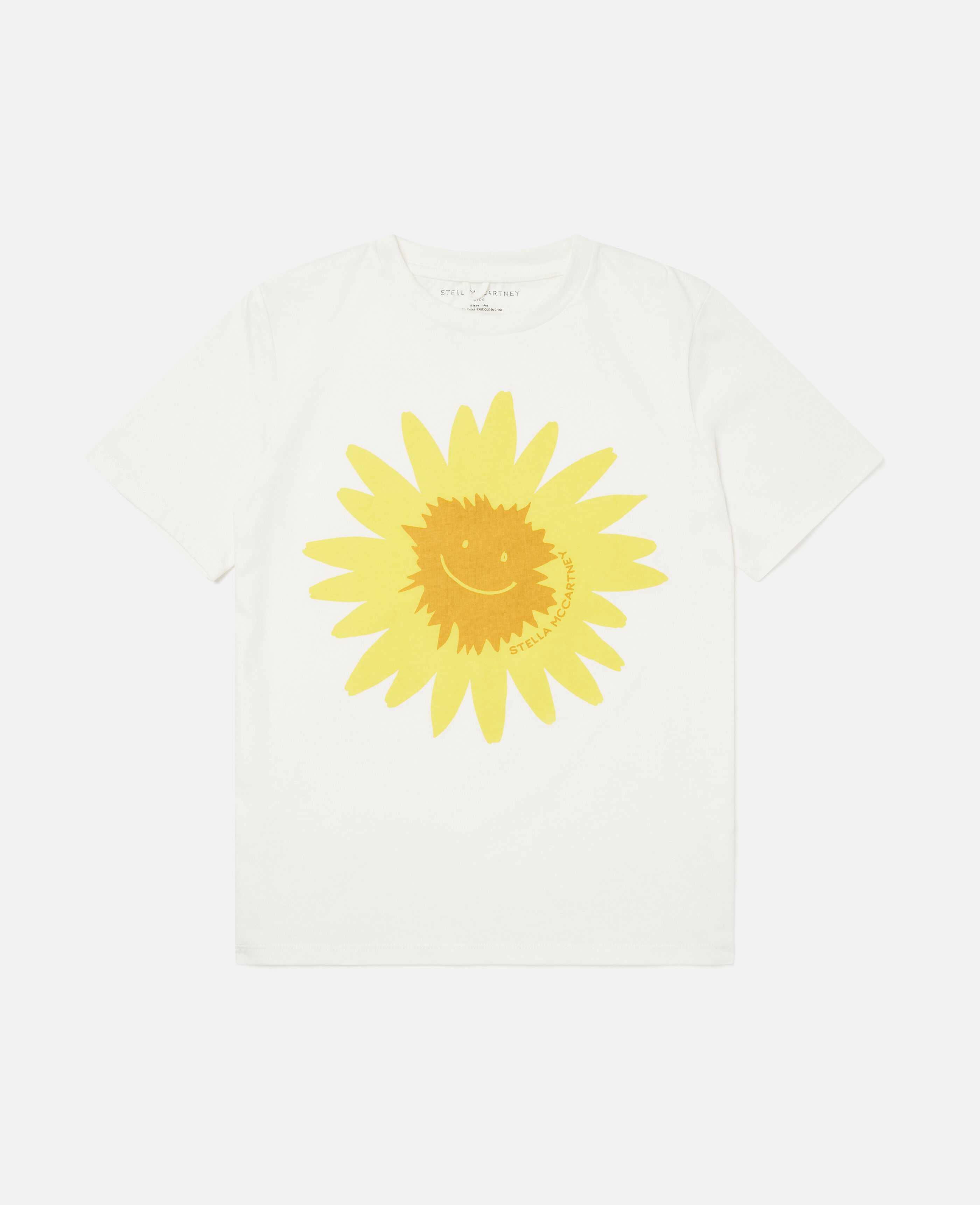 Maglietta in cotone con stampa girasole e logo Bianco da Girls Stella McCartney CH