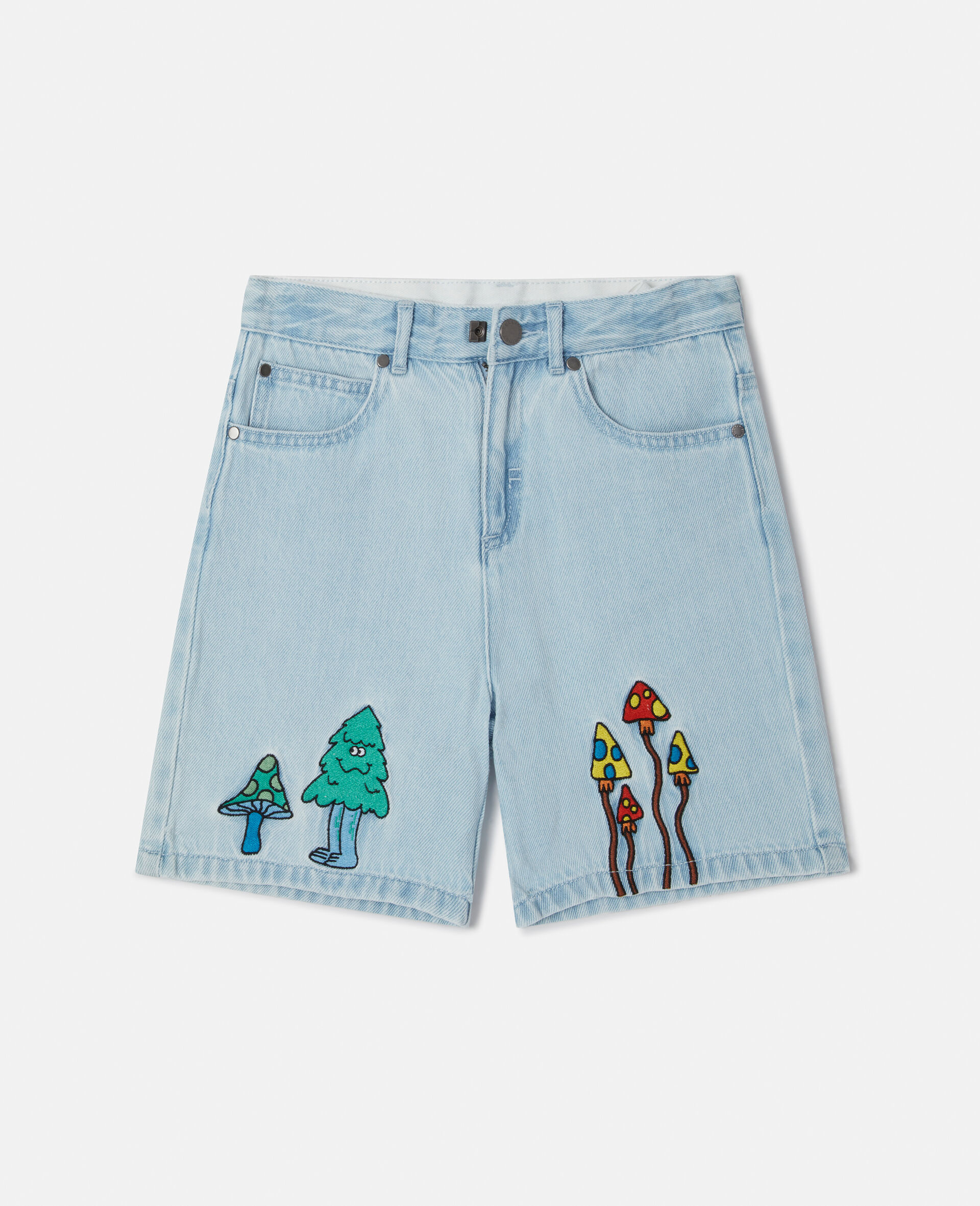 Woodland Friends Denim Shorts-Blue-large image number 0