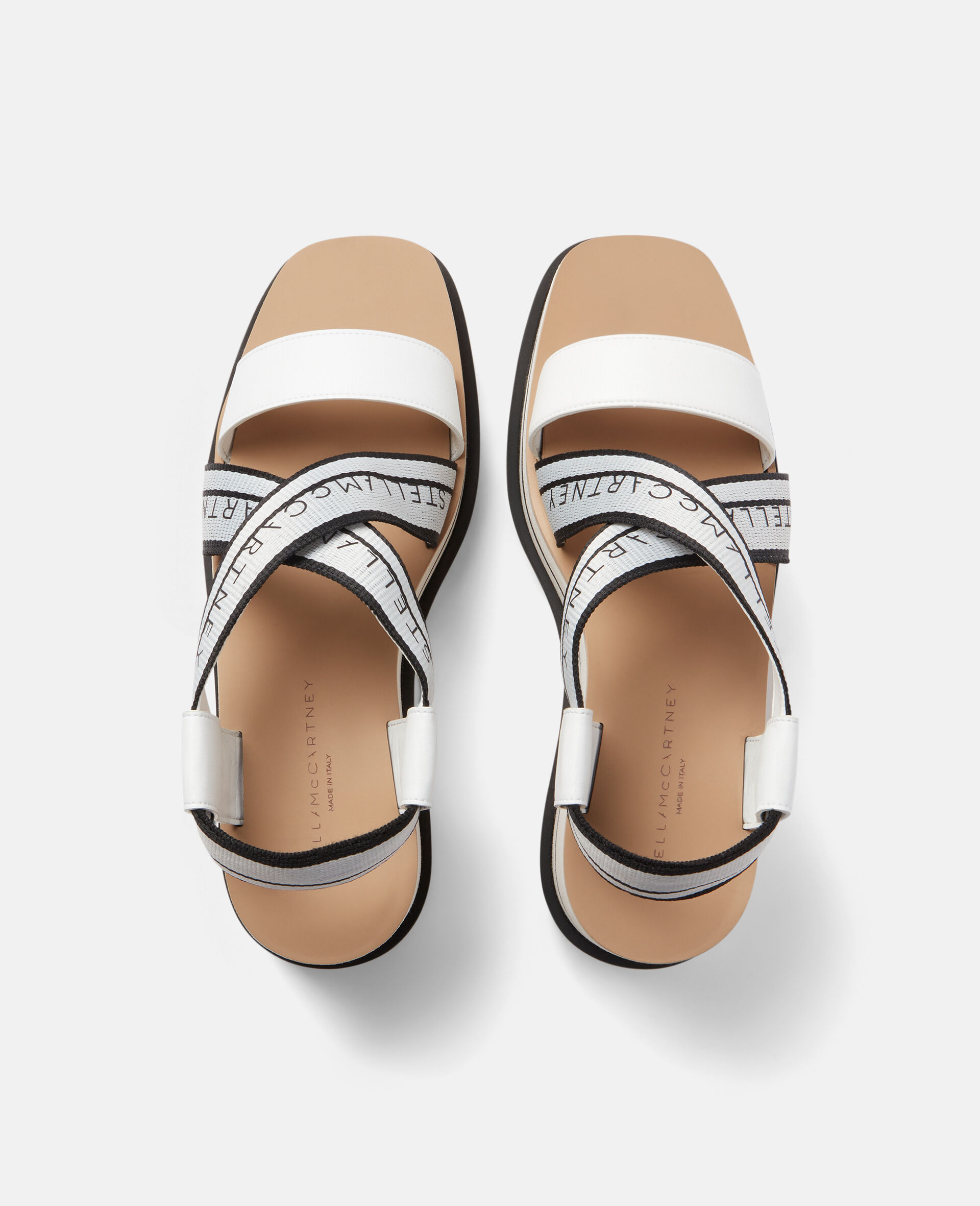 Sneak-Elyse Striped Platform Sandals-Black-large image number 3