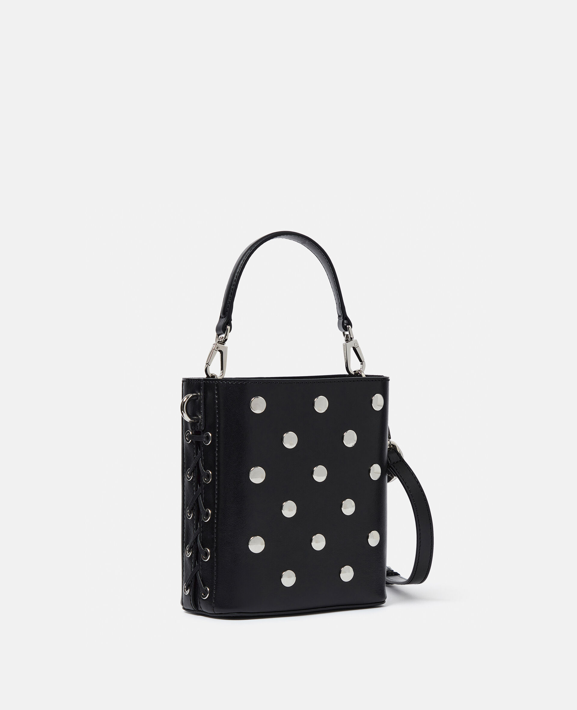 Borsa a Secchiello Frayme Piccola con Borchie-Nero-large image number 1