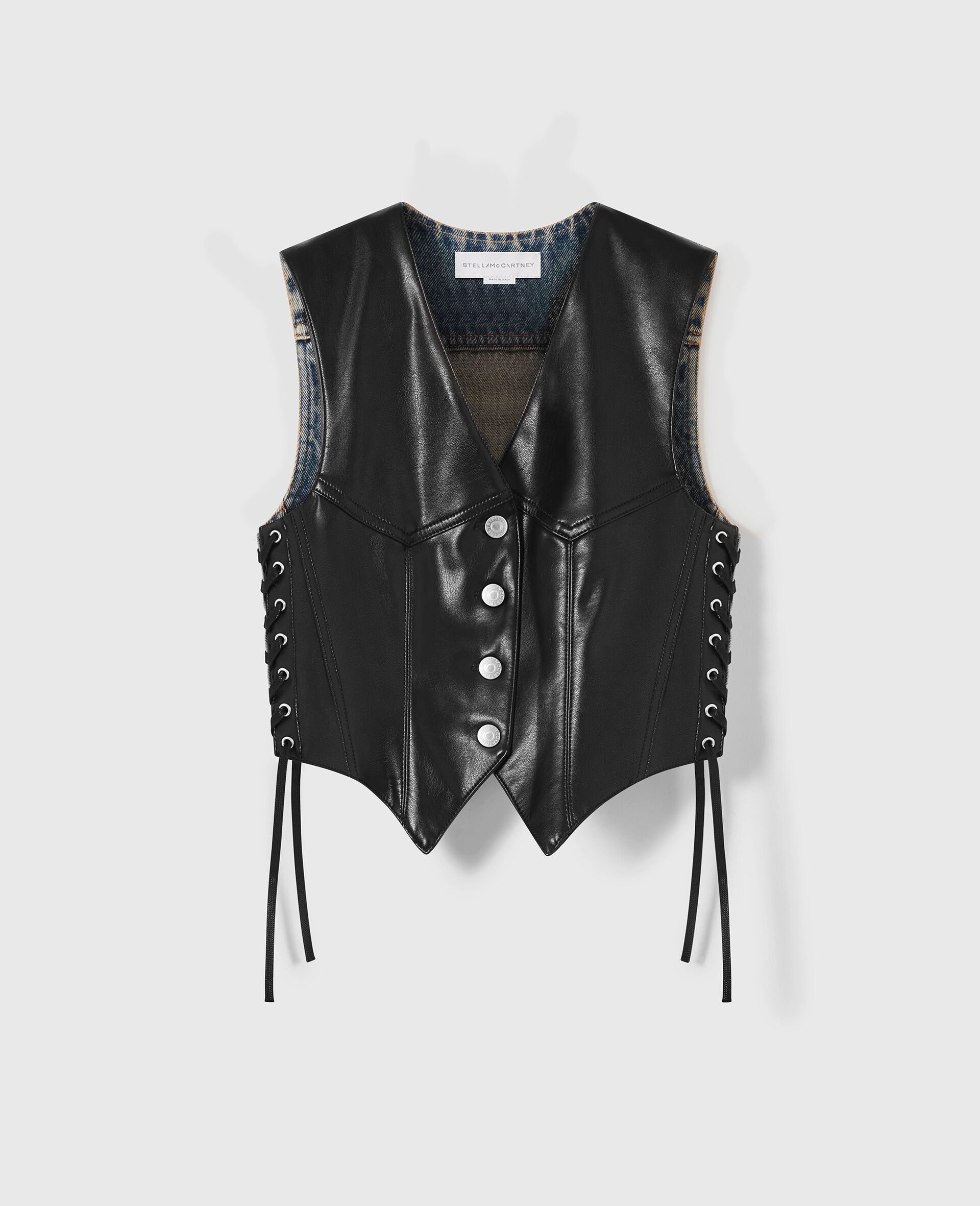 Cropped Tailored Vegan Waistcoat-Blue-large image number 0