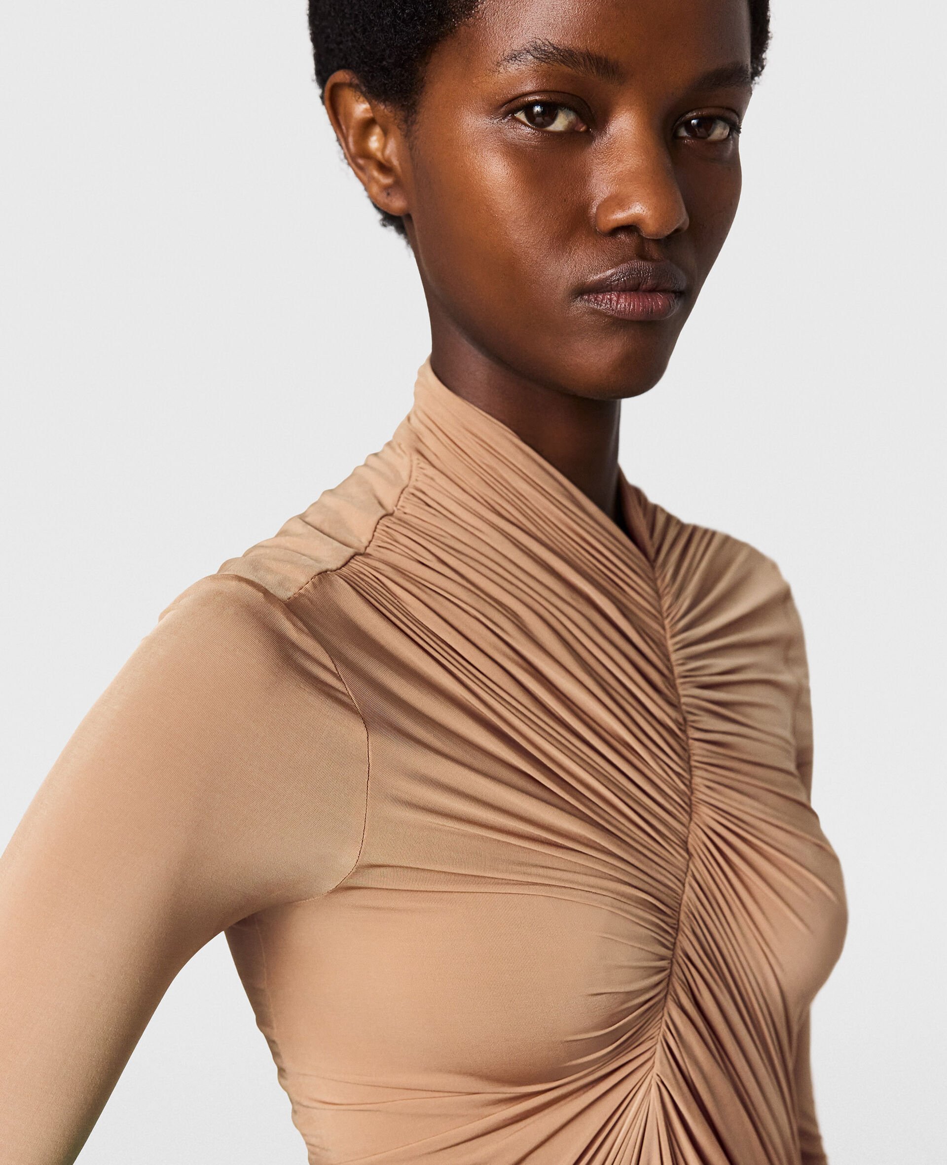 크레이프 저지 드레이프 바디수트-黑色-large image number 2