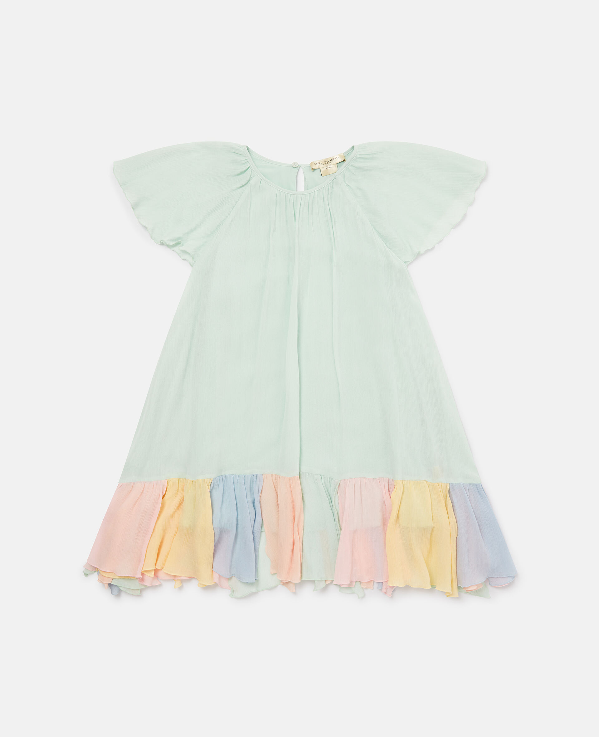 Tiered Contrast Hem Dress-Green-medium