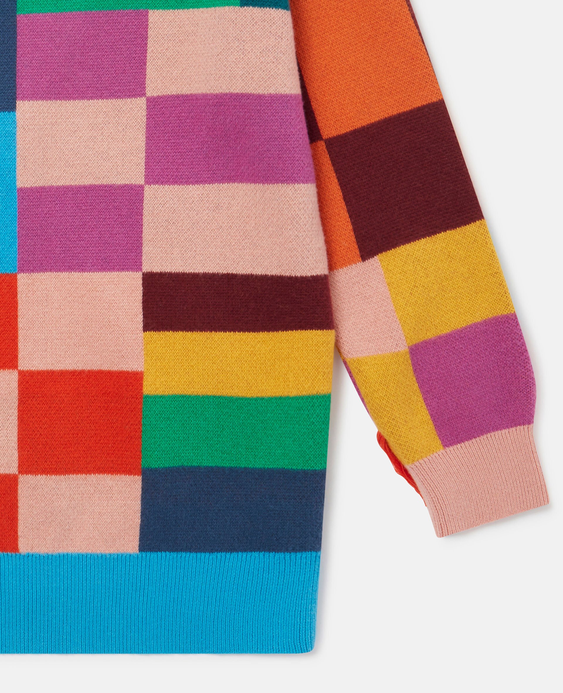 Fringed Checkerboard Cardigan-Multicolour-large Fringed Checkerboard Cardigan-Multicolour-large image number 3