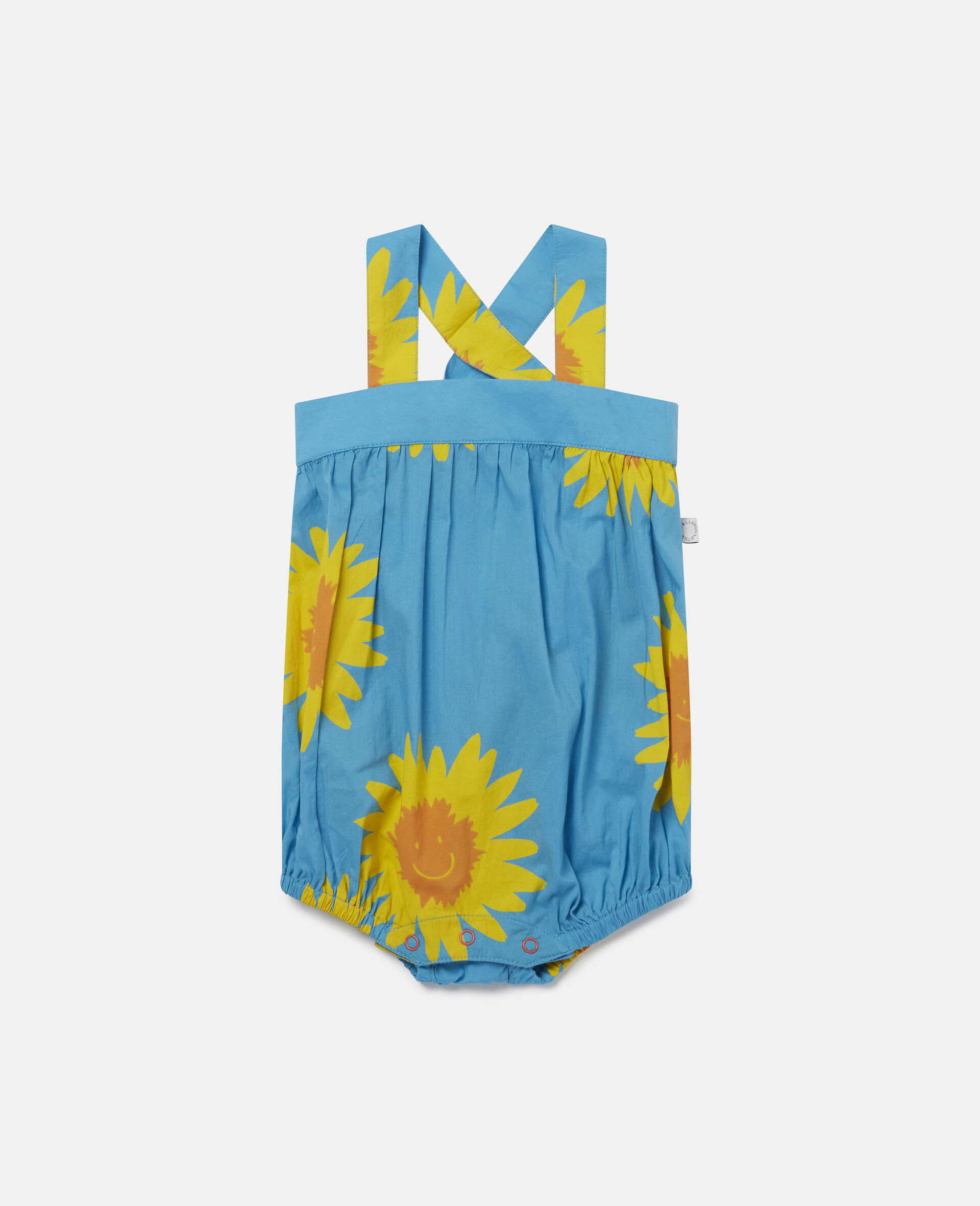 Sunflower Print Cotton Romper-Blue-large image number 0
