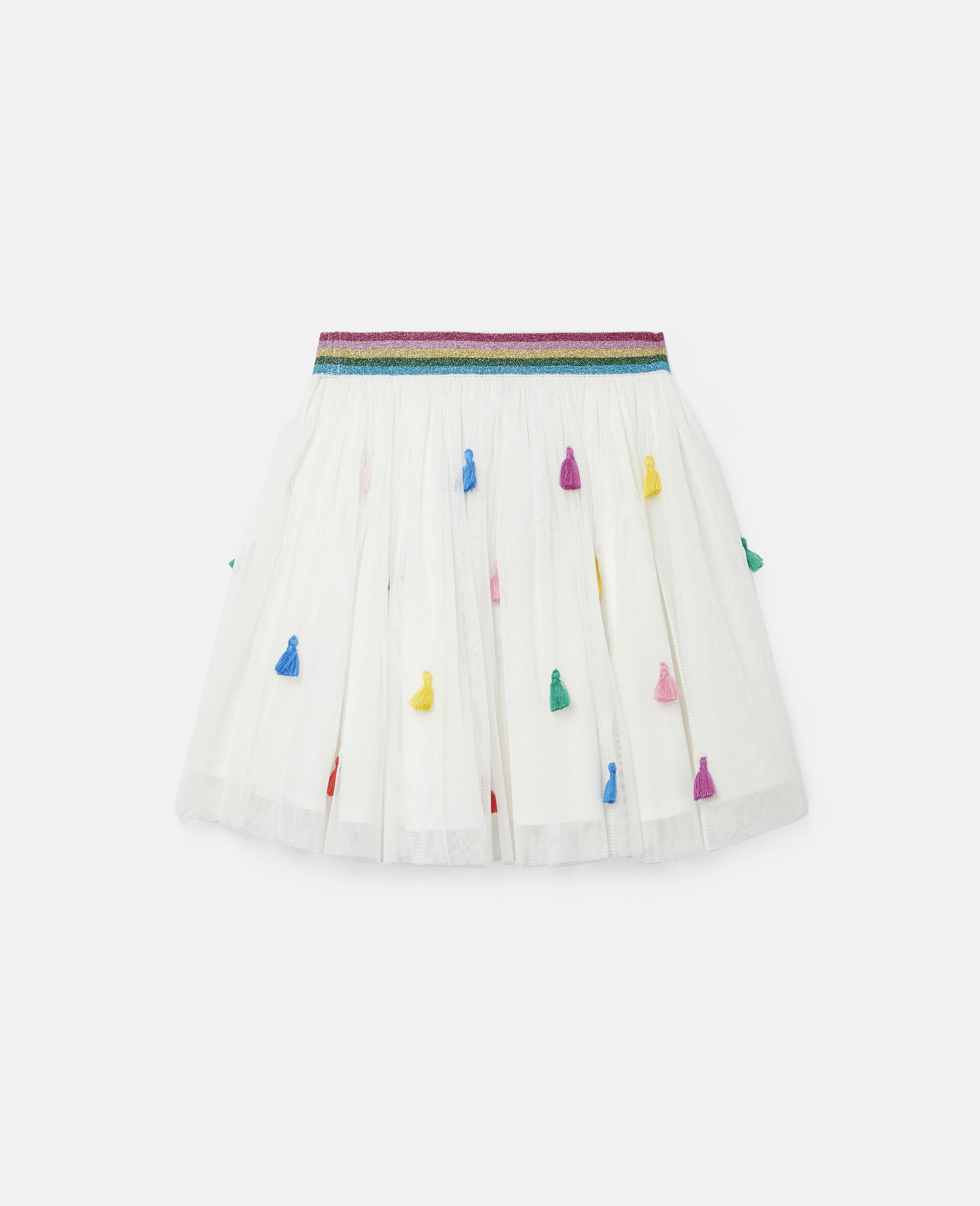 Tassels Tulle Skirt -White-large image number 3