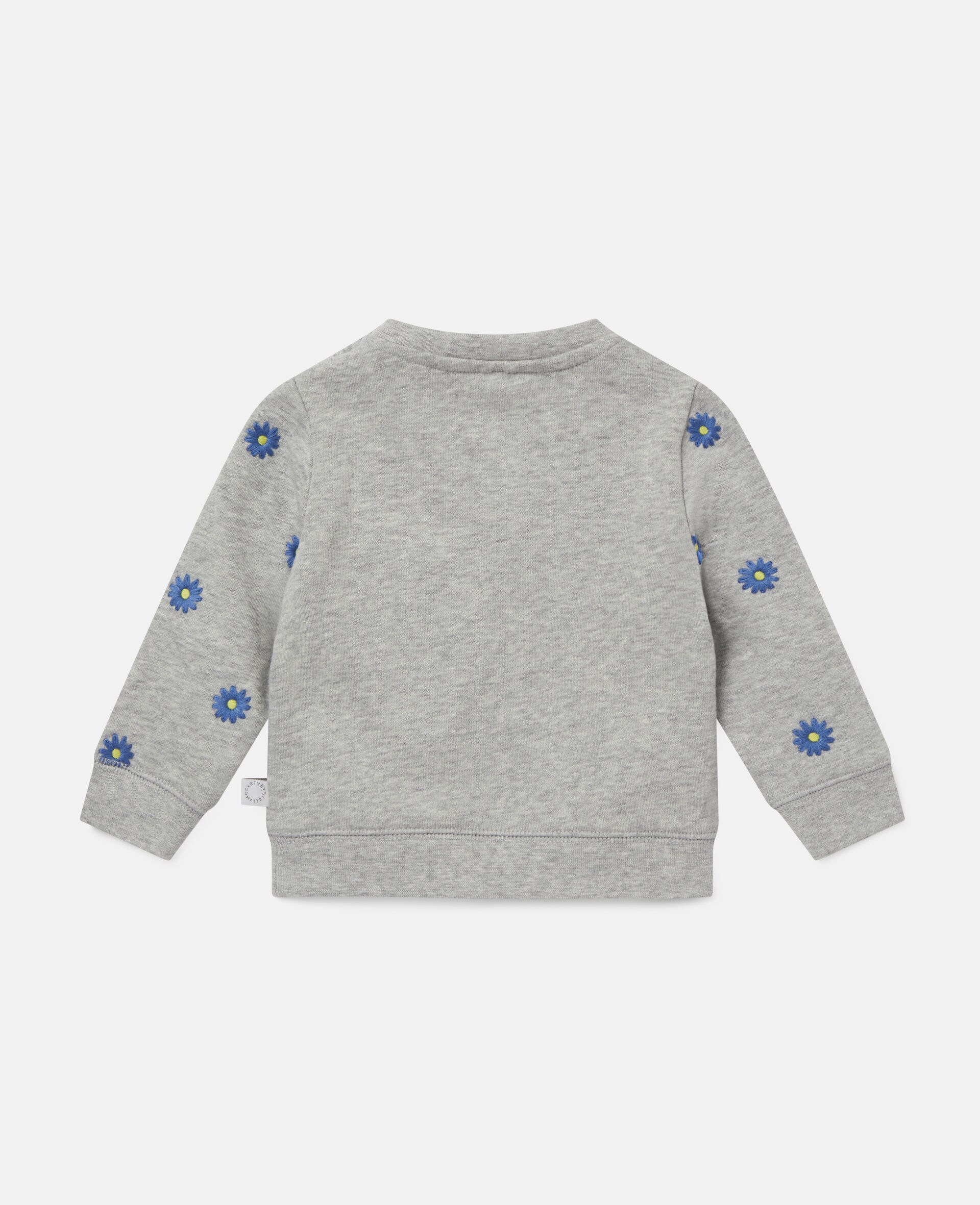 Embroidered Daisies Fleece Sweatshirt -Grey-large image number 3