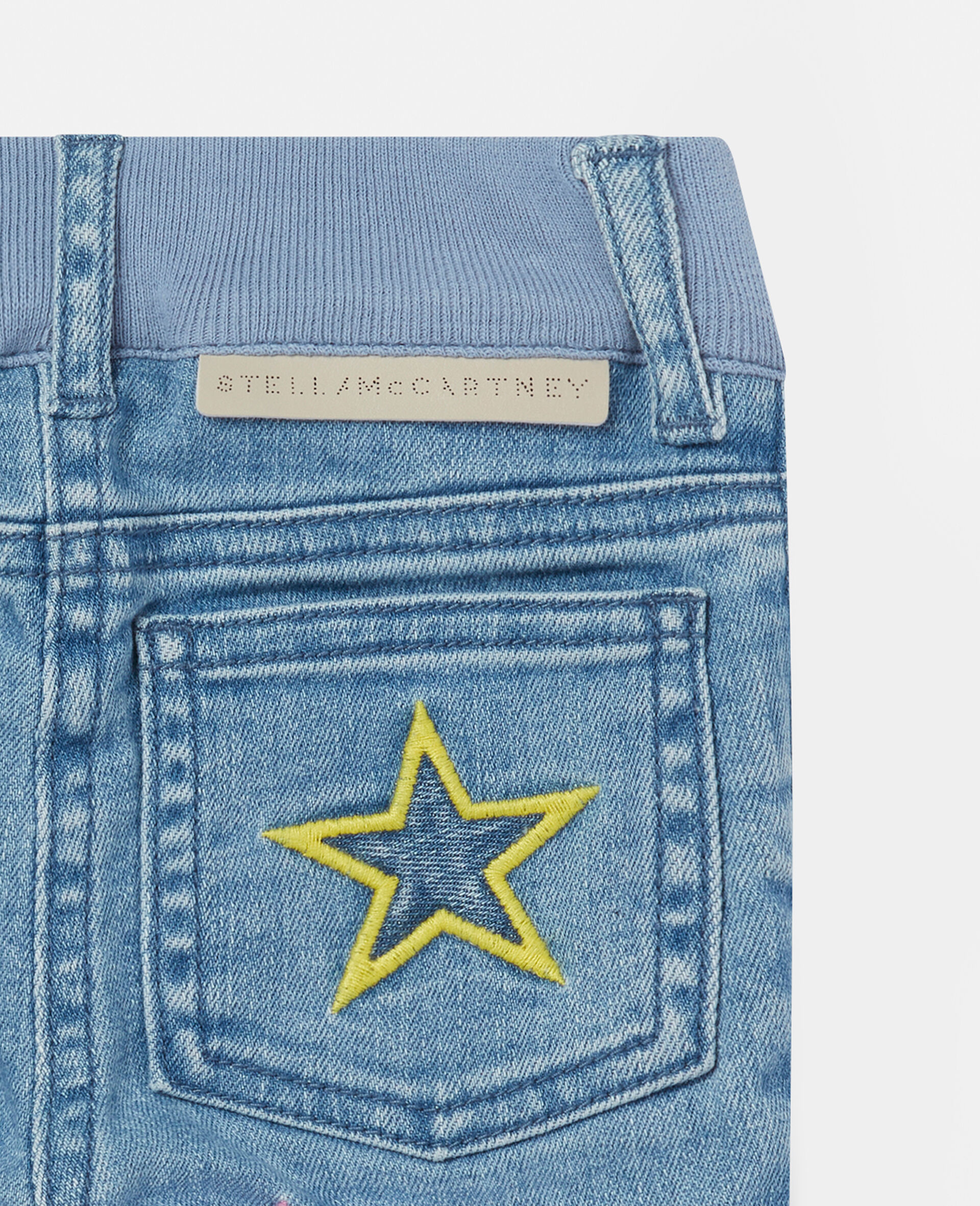 Star Embroidered Denim Trousers-Blue-large image number 2