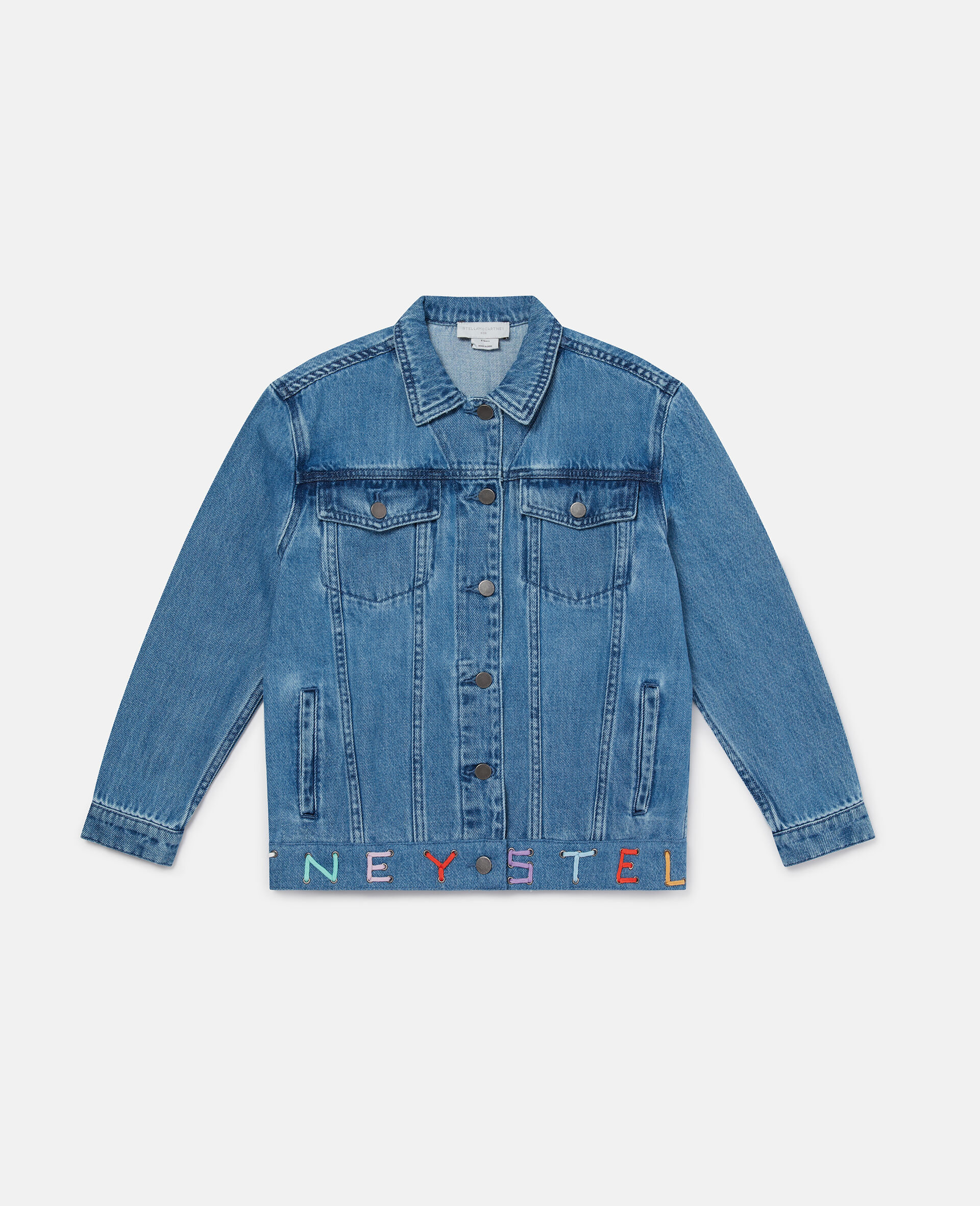 Moniker Embroidered Denim Jacket-Blue-large image number 0