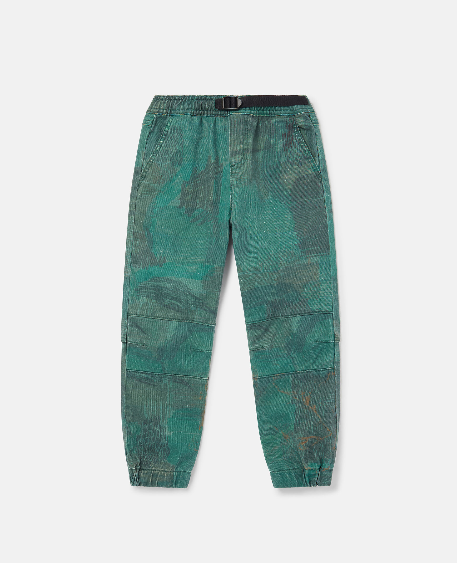 Scribble Print Joggers-Green-large image number 0