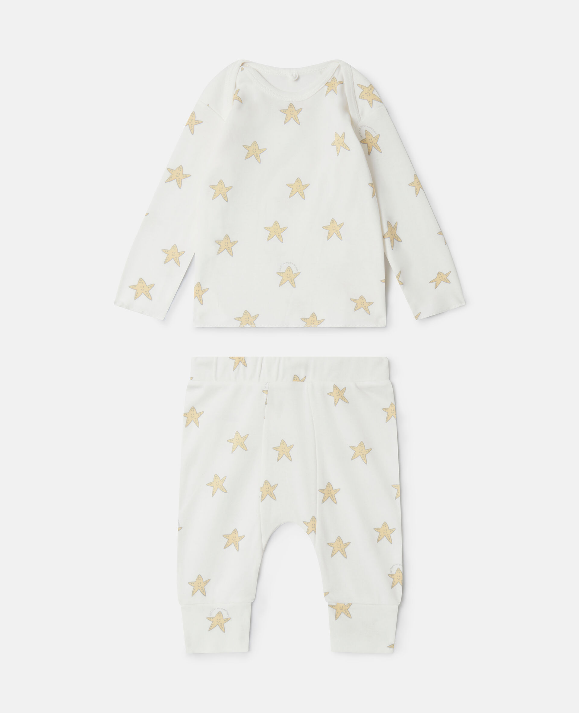 Women Ivory/Yellow Smiling Stella Star Print Top and Leggings Set 