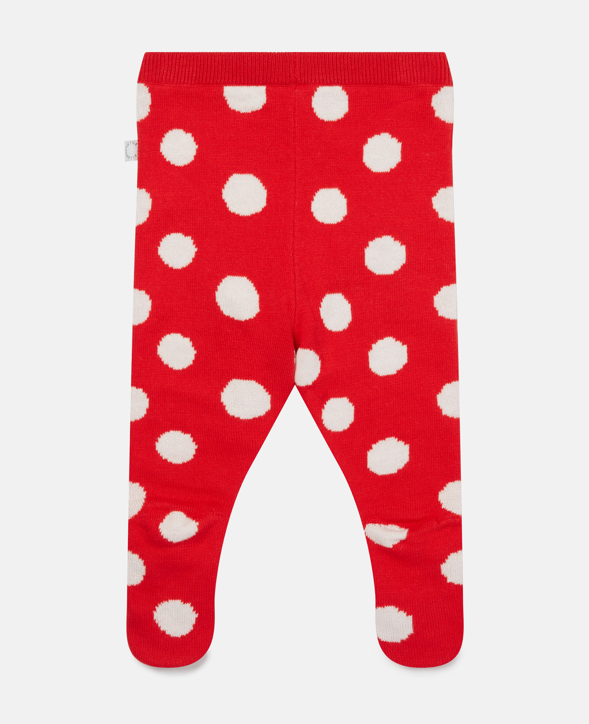Knitted Mushroom Dot Print Footed Leggings-Red-large image number 2