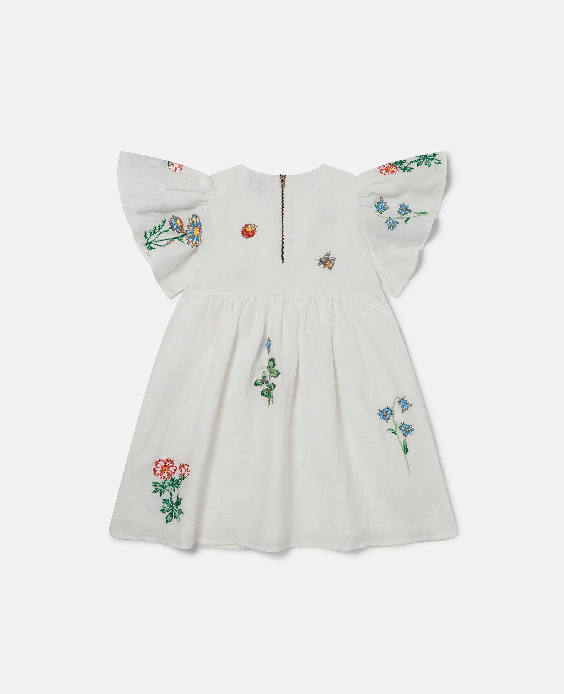 Flower Embroidered Cap-Sleeve Dress-Cream-large Flower Embroidered Cap-Sleeve Dress-Cream-large image number 2