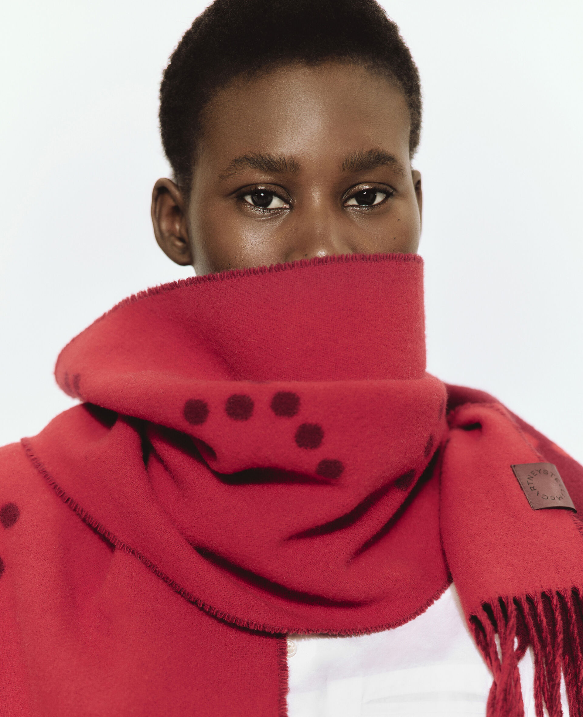 Logo Fringe Scarf-Red-large image number 3