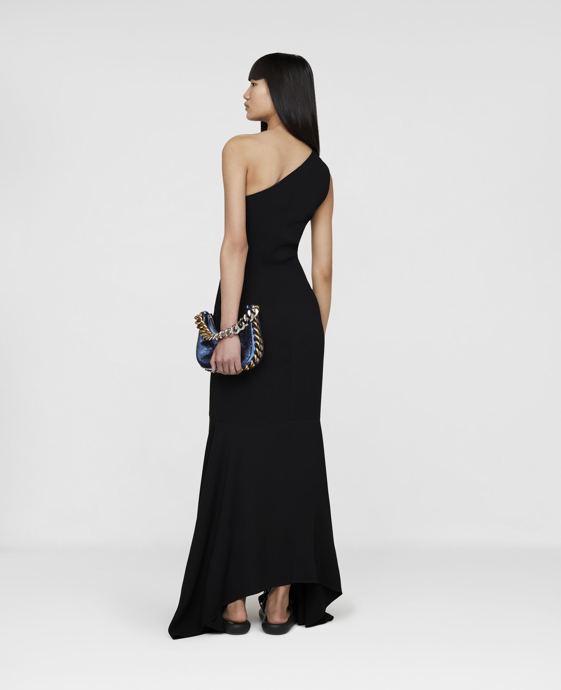 One Shoulder Sable Dress-Black-large image number 2