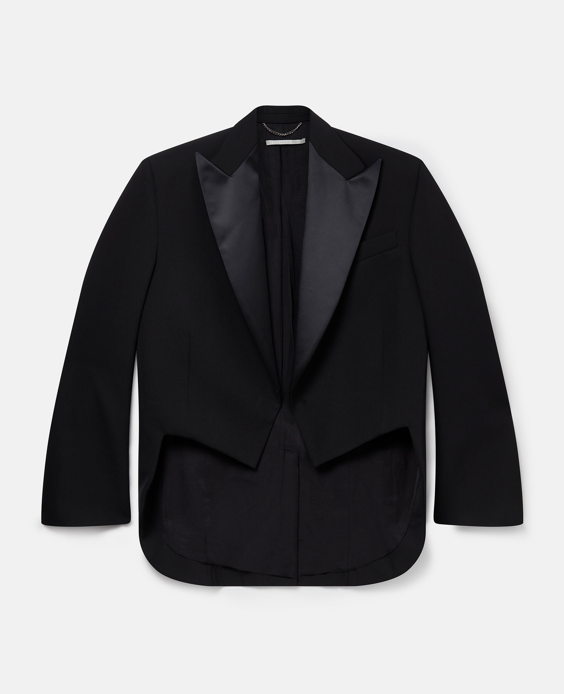 Cropped Wool Tuxedo Blazer-Black-medium