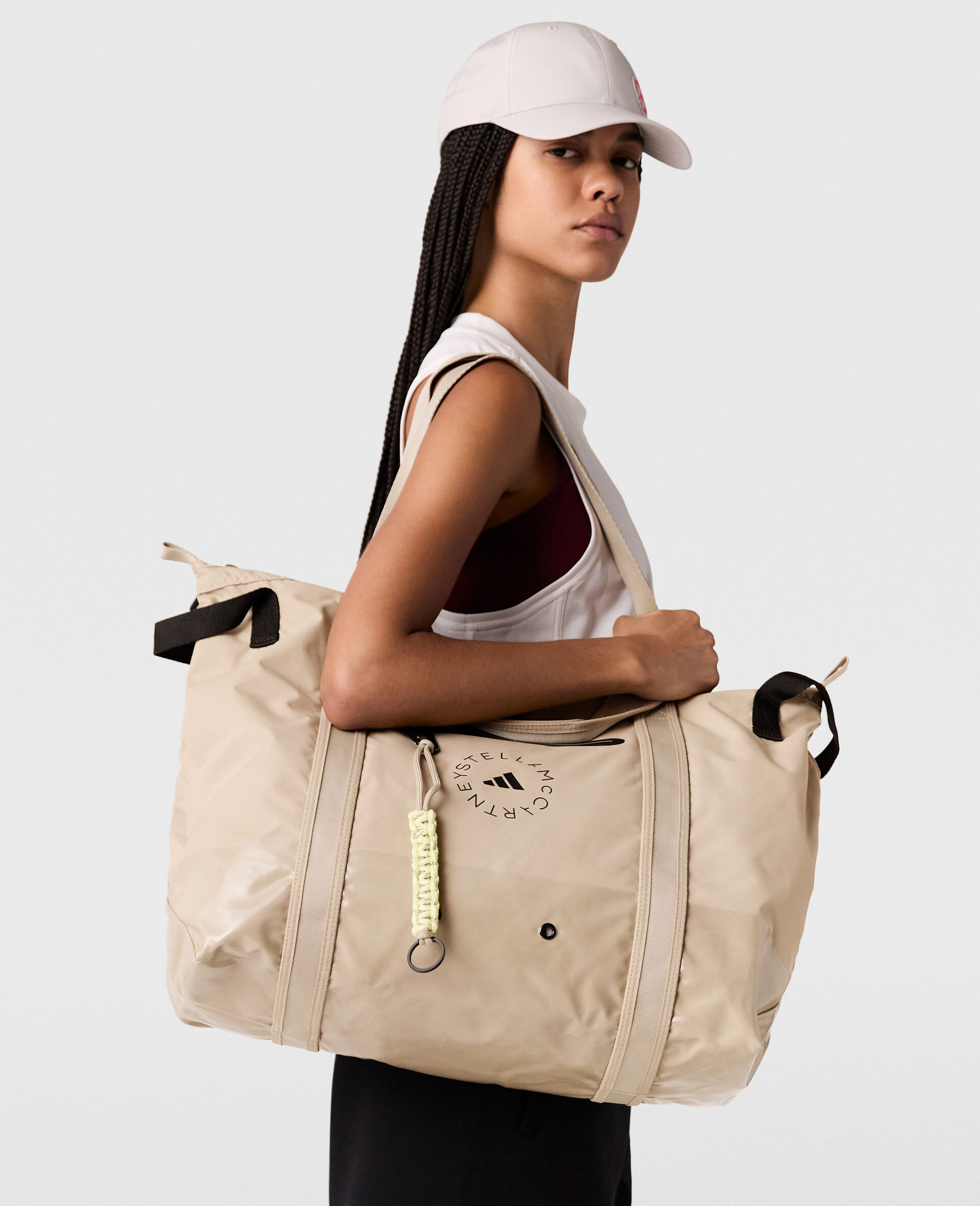 Women Trace Khaki/Blush Yellow/Black Logo Tote Bag | Stella 