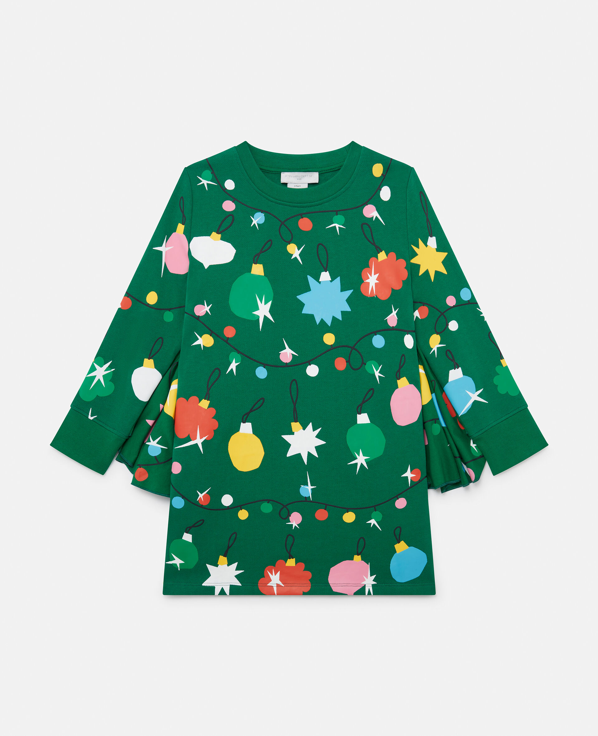 Robe a manches chauve souris avec imprime boules de Noel-Fantaisie-large image number 0