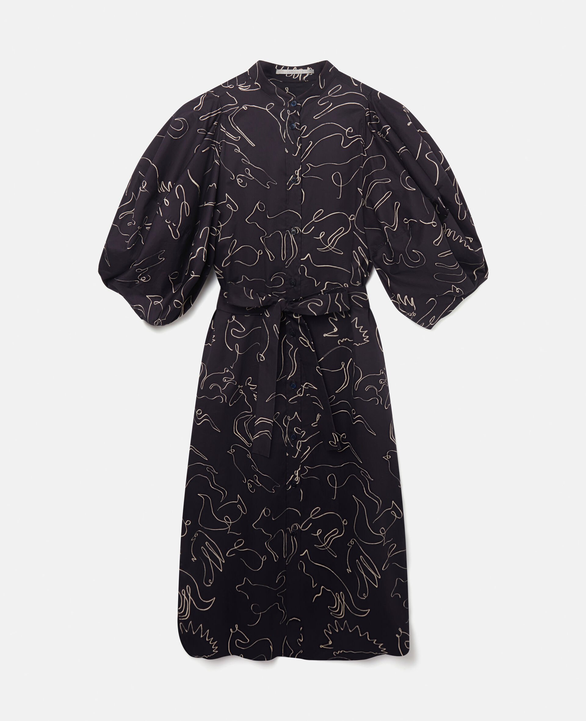 Rewild Doodle Print Puff Sleeve Dress-Blue-large image number 0
