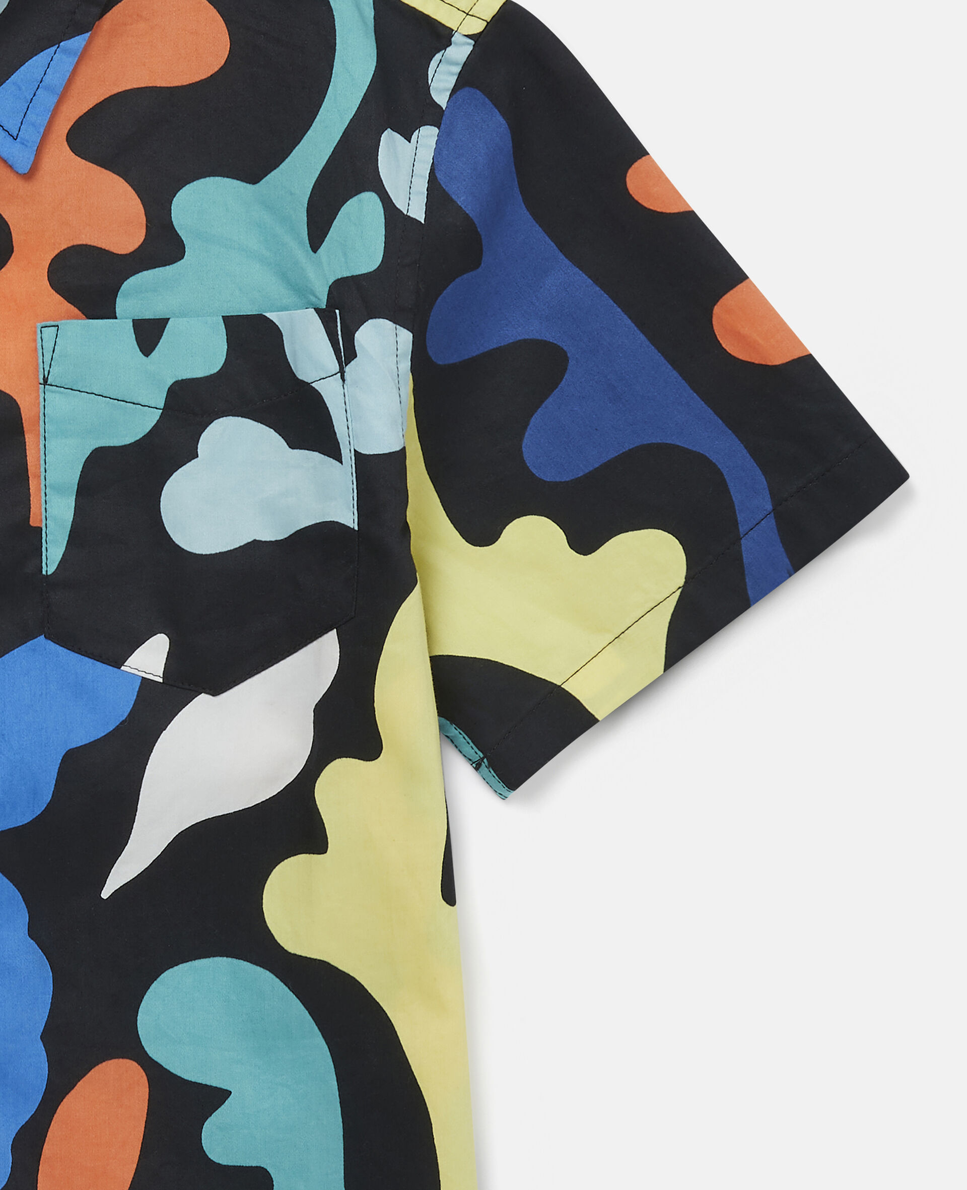 Seaweed Print Cotton Satin Shirt-Black-large image number 1