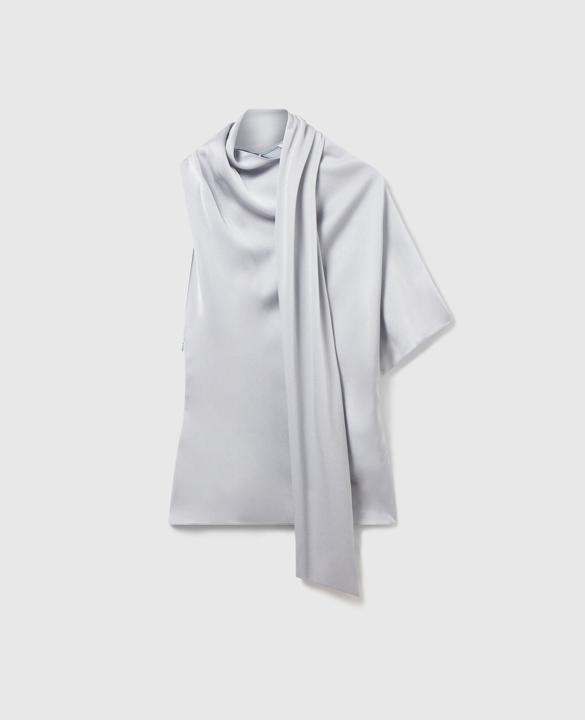 Tie Neck Asymmetric Top-Blue-large image number 5