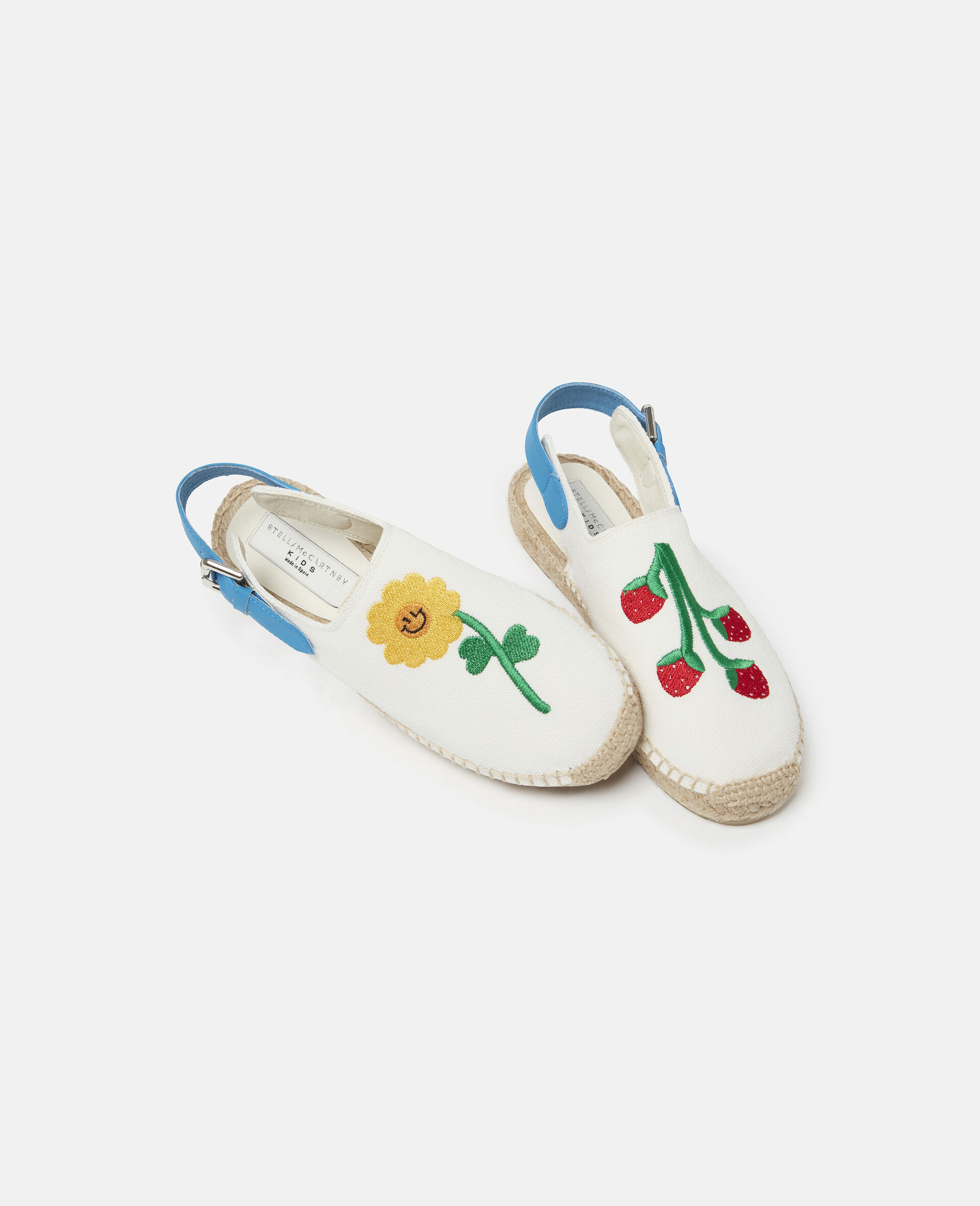 Flower Embroidered Canvas Espadrilles-White-large image number 1