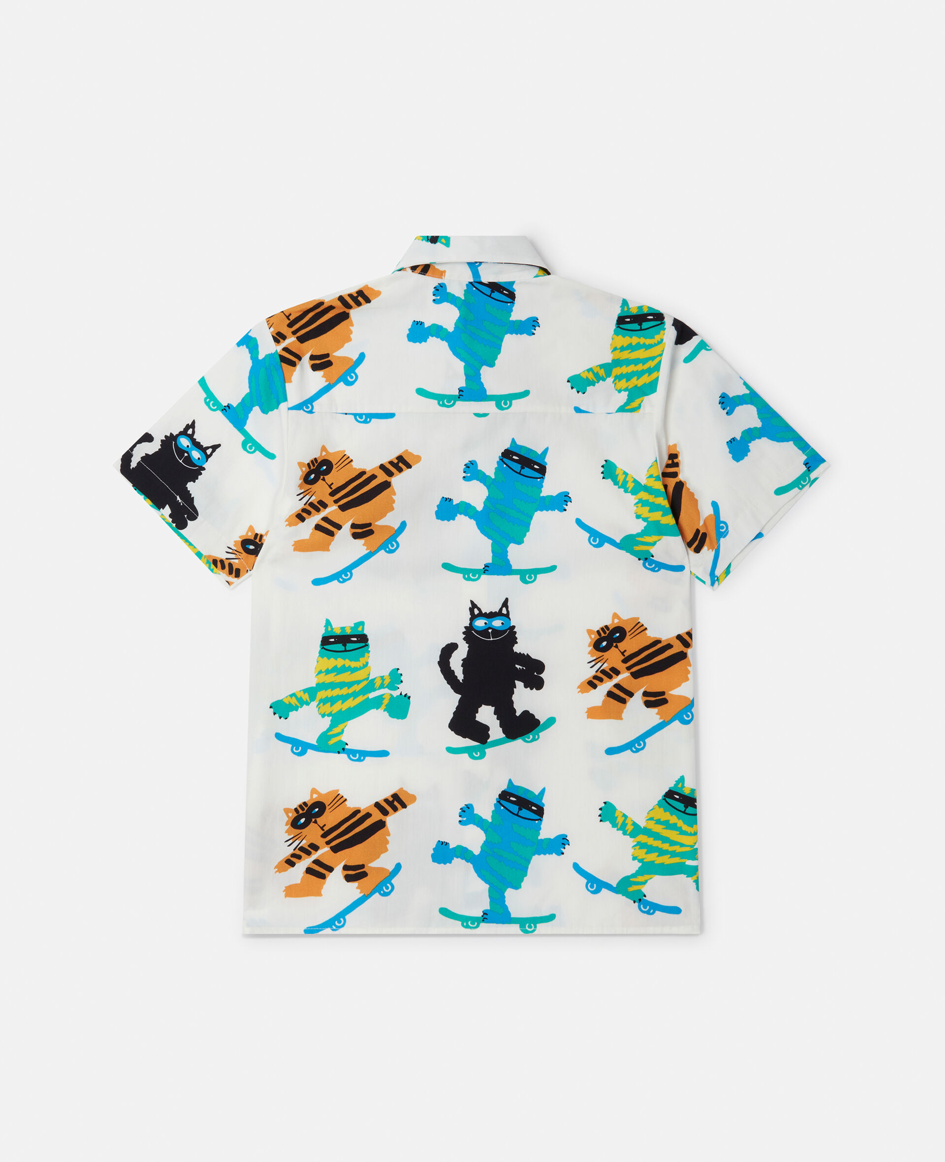 Cats Print Short Sleeve Short-Cream-large image number 2