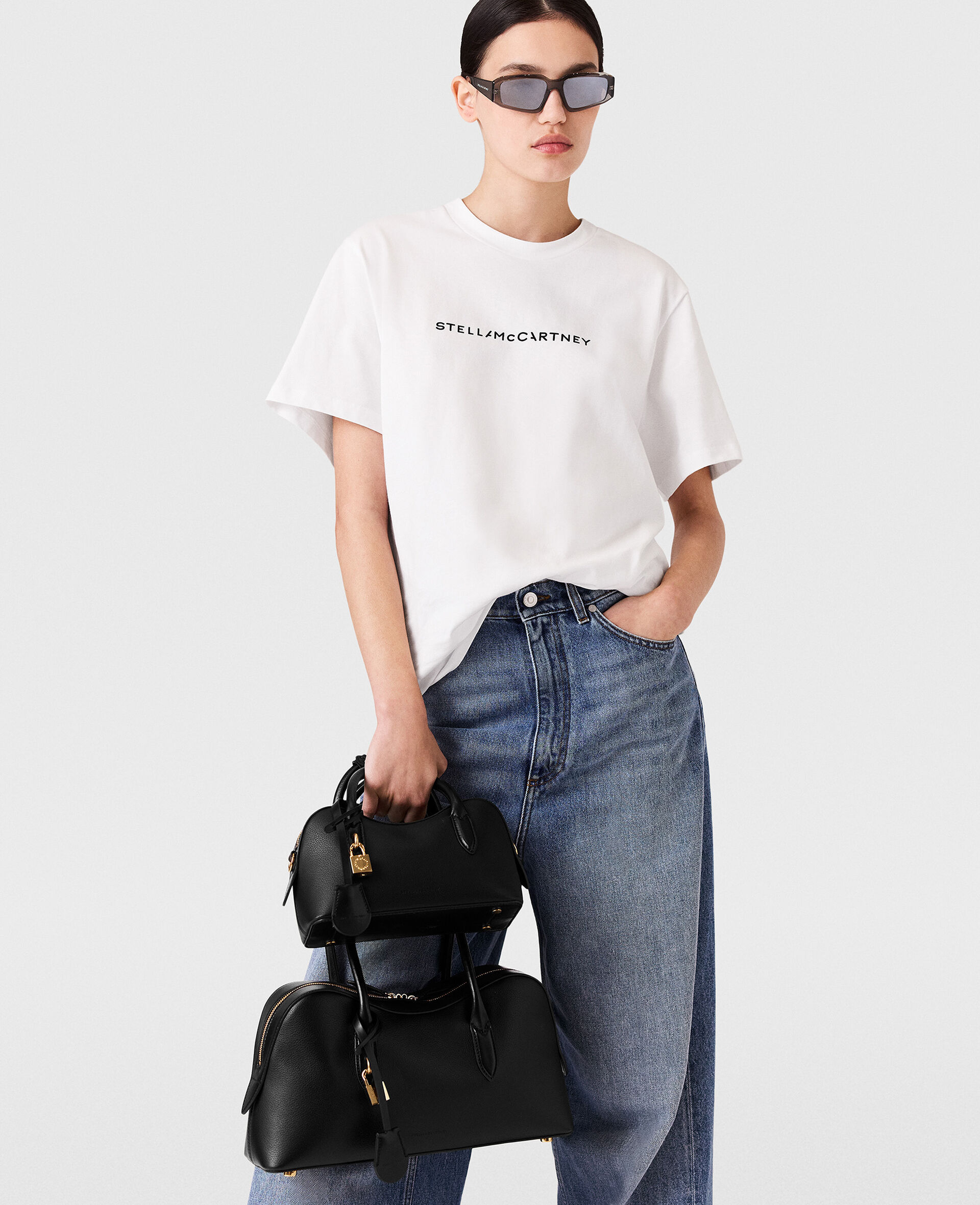 T shirt en coton oversize avec logo circulaire-Blanc-medium T shirt en coton oversize avec logo circulaire-Blanc-medium