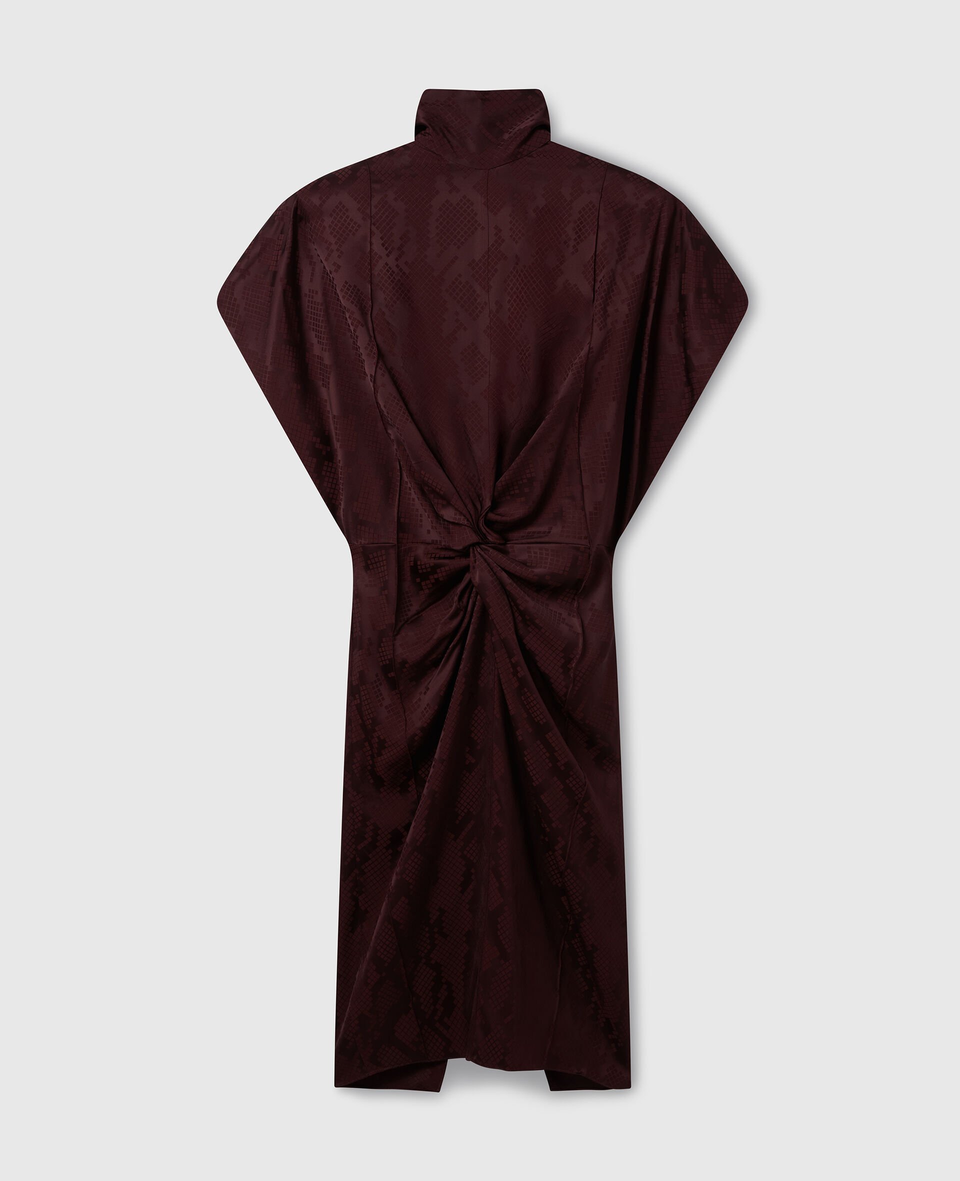 Midikleid mit gedrehtem Detail, Schlangen-Print und Schulterpolster-Rot-medium