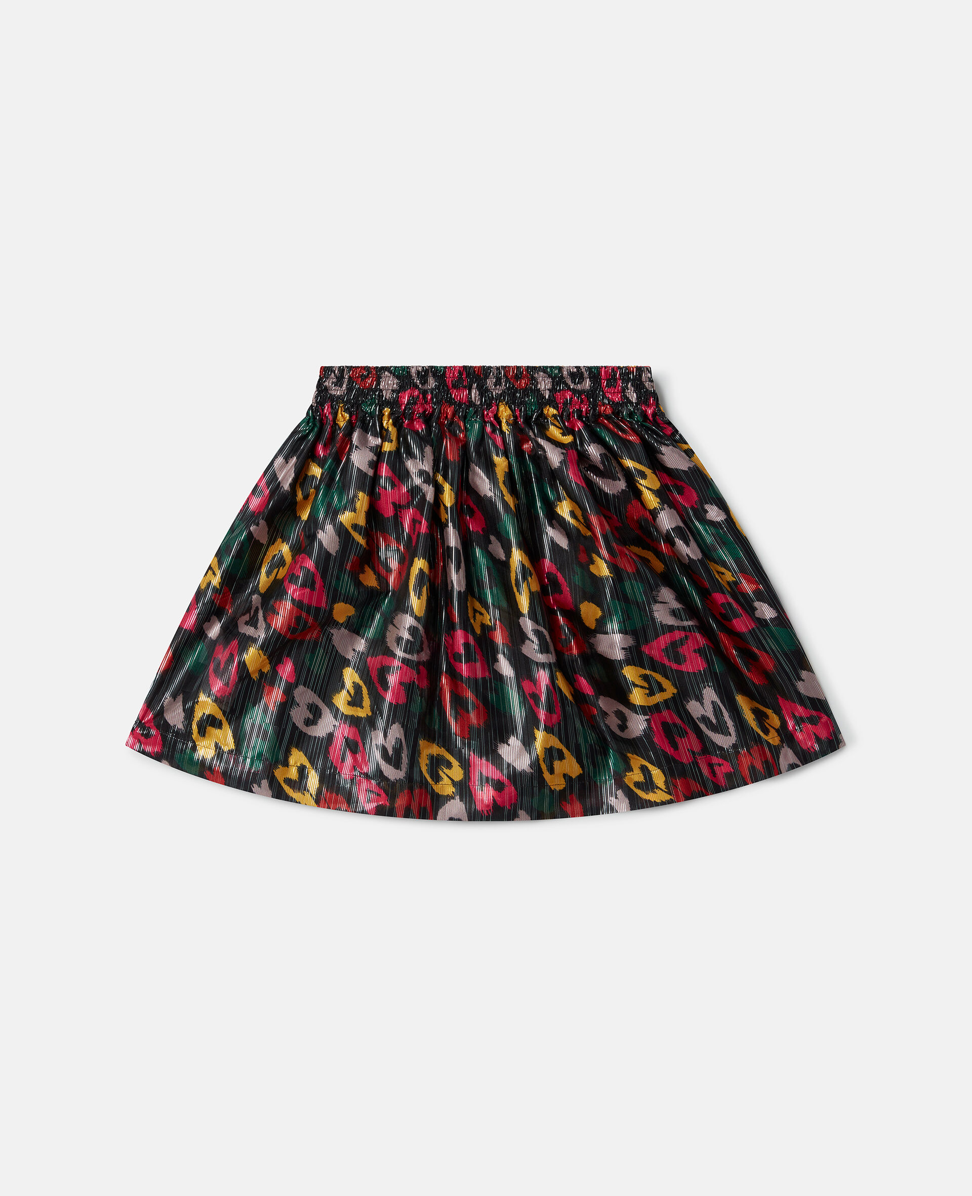 Scribbled Heart Print Skater Skirt-Multicolour-large image number 2