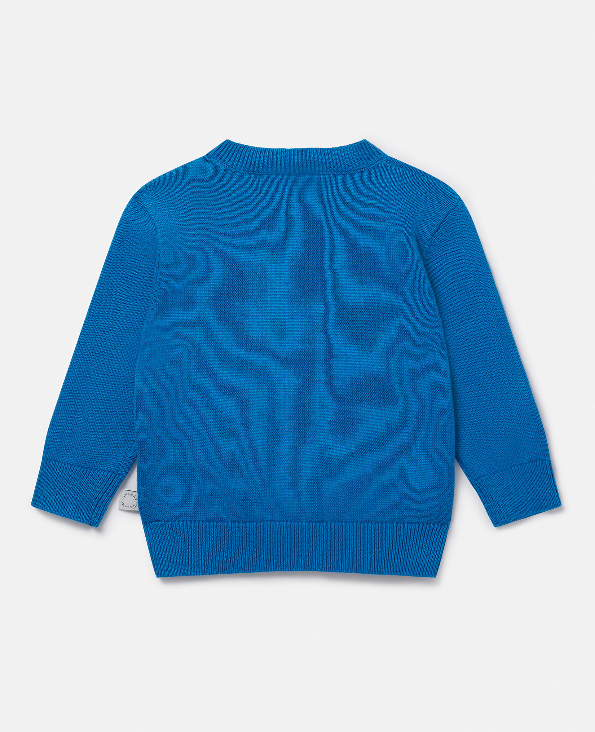 Fringed Monkey Intarsia Knit Jumper-Blue-large image number 2