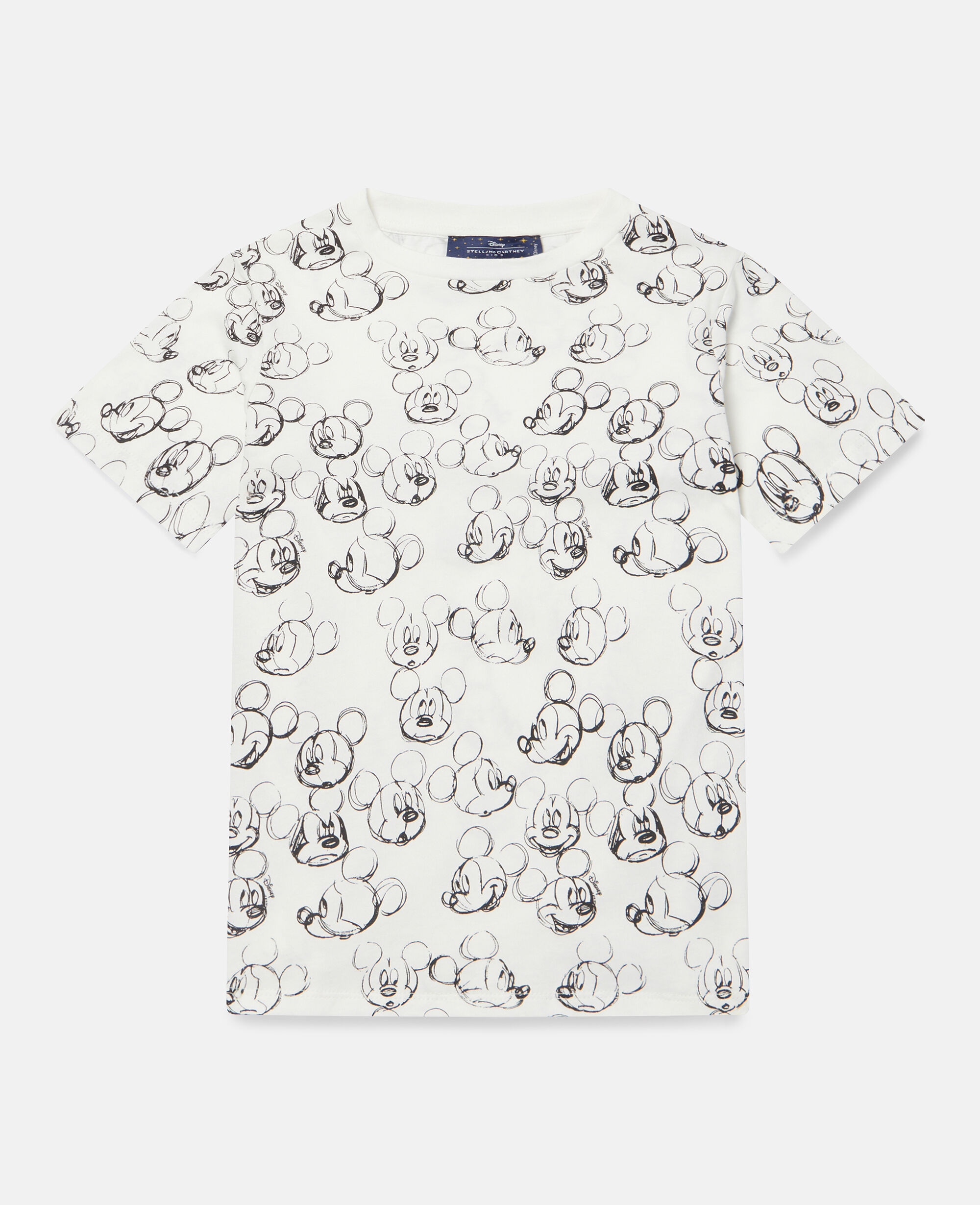 Women White Fantasia Mickey Face Print Cotton T‐Shirt | Stella
