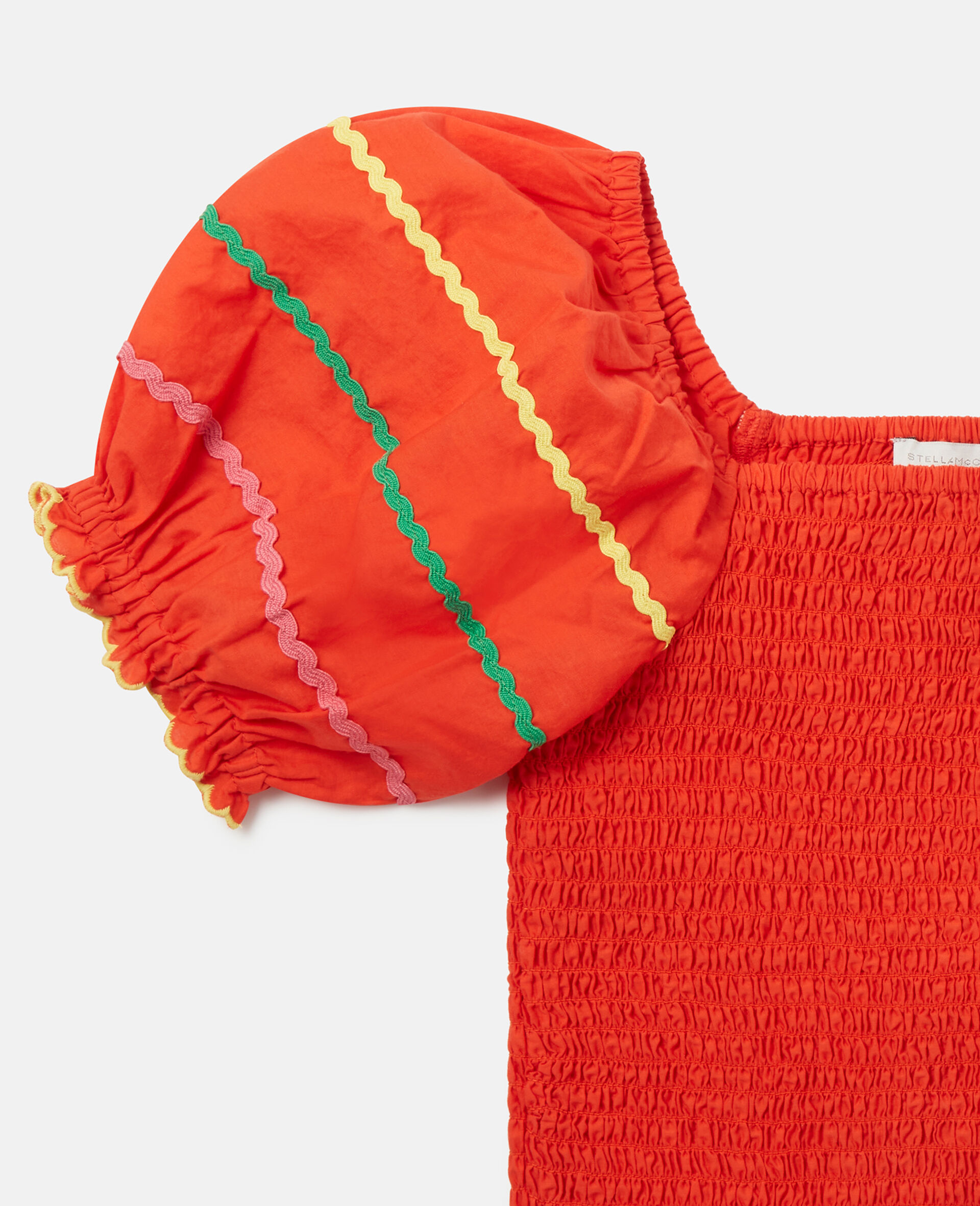Squiggle Line Embroidery Crop Top-Red-large image number 1