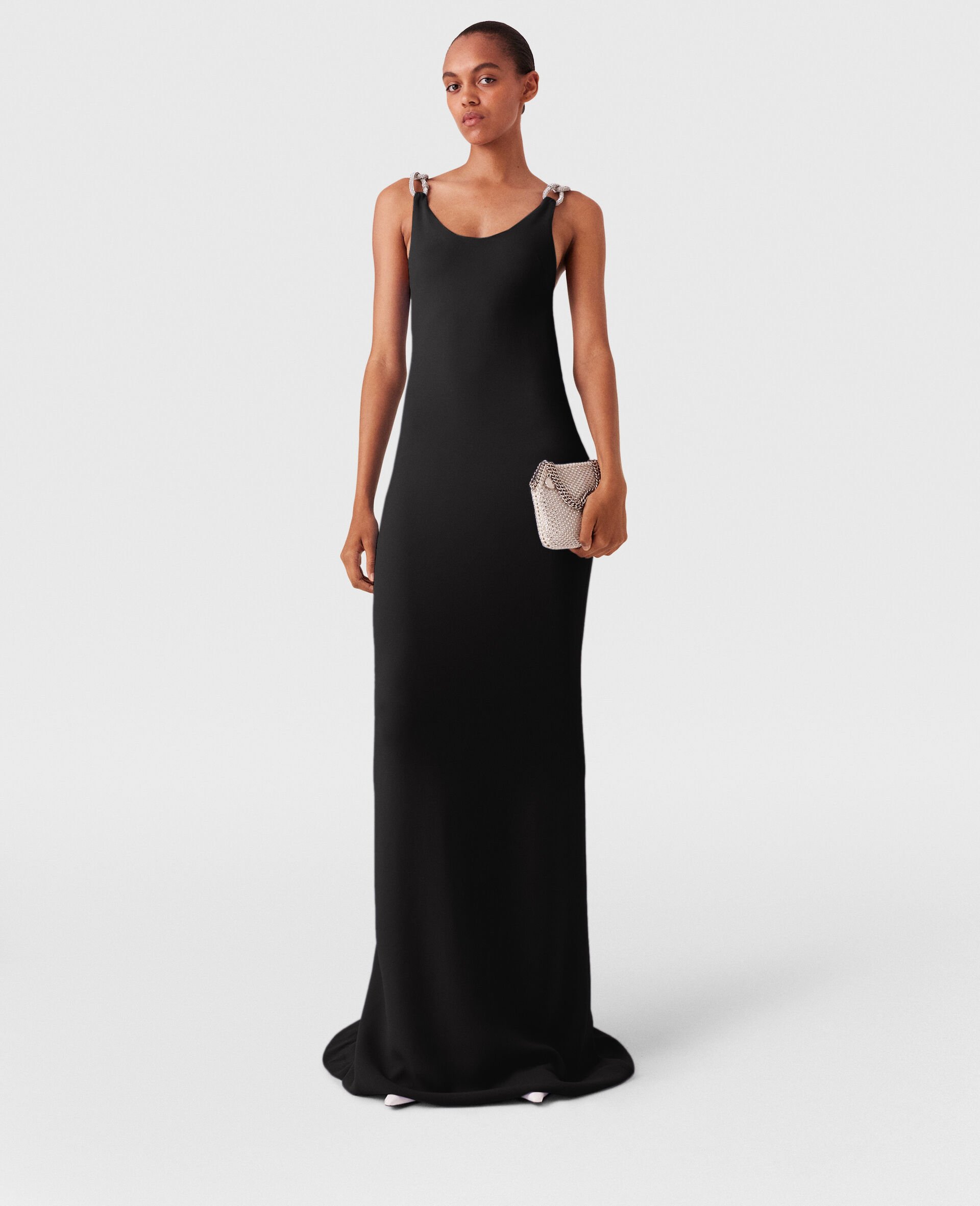 Trägerkleid mit Kristallkette-Schwarz-model
